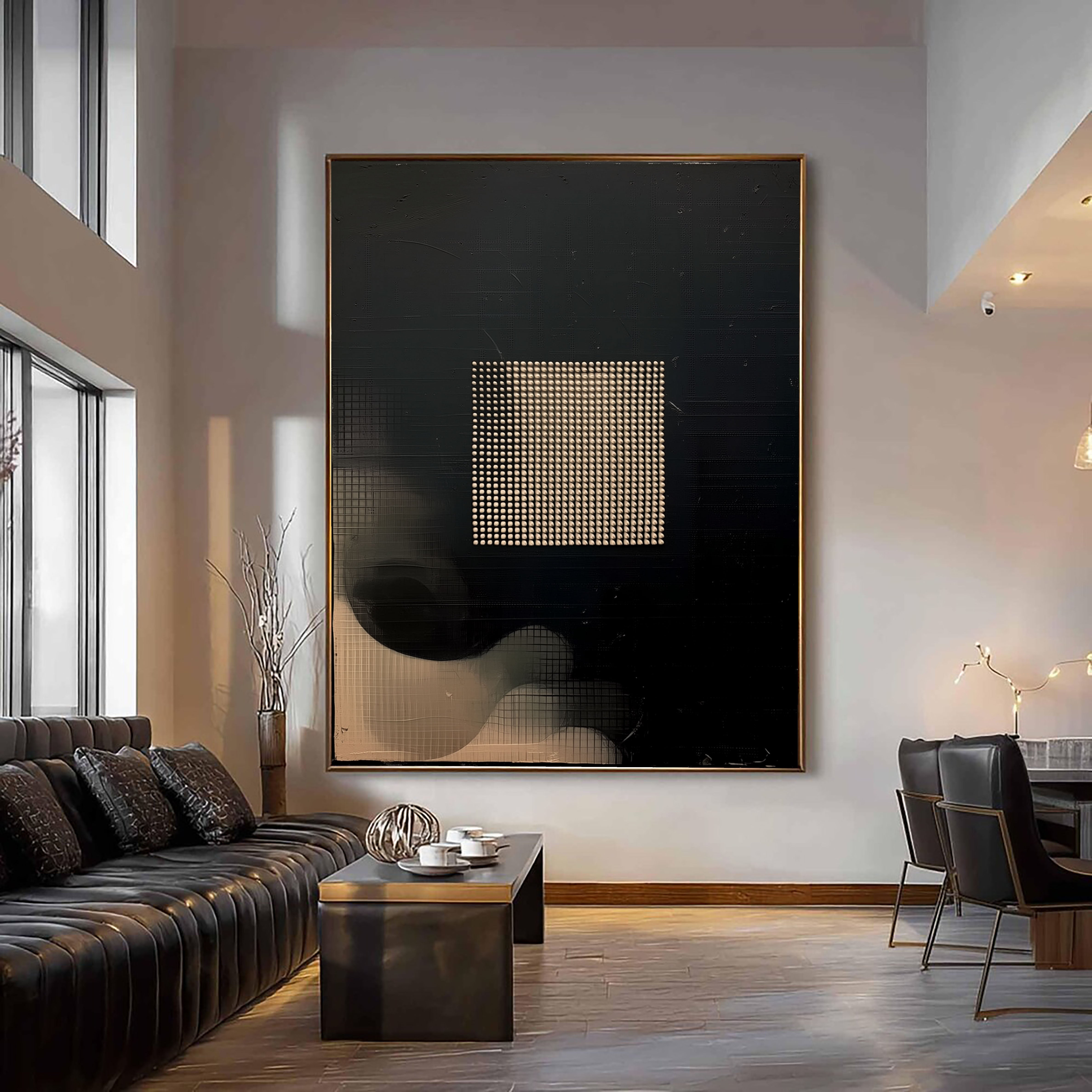 Geometric Luminous Grid | Dark Abstract