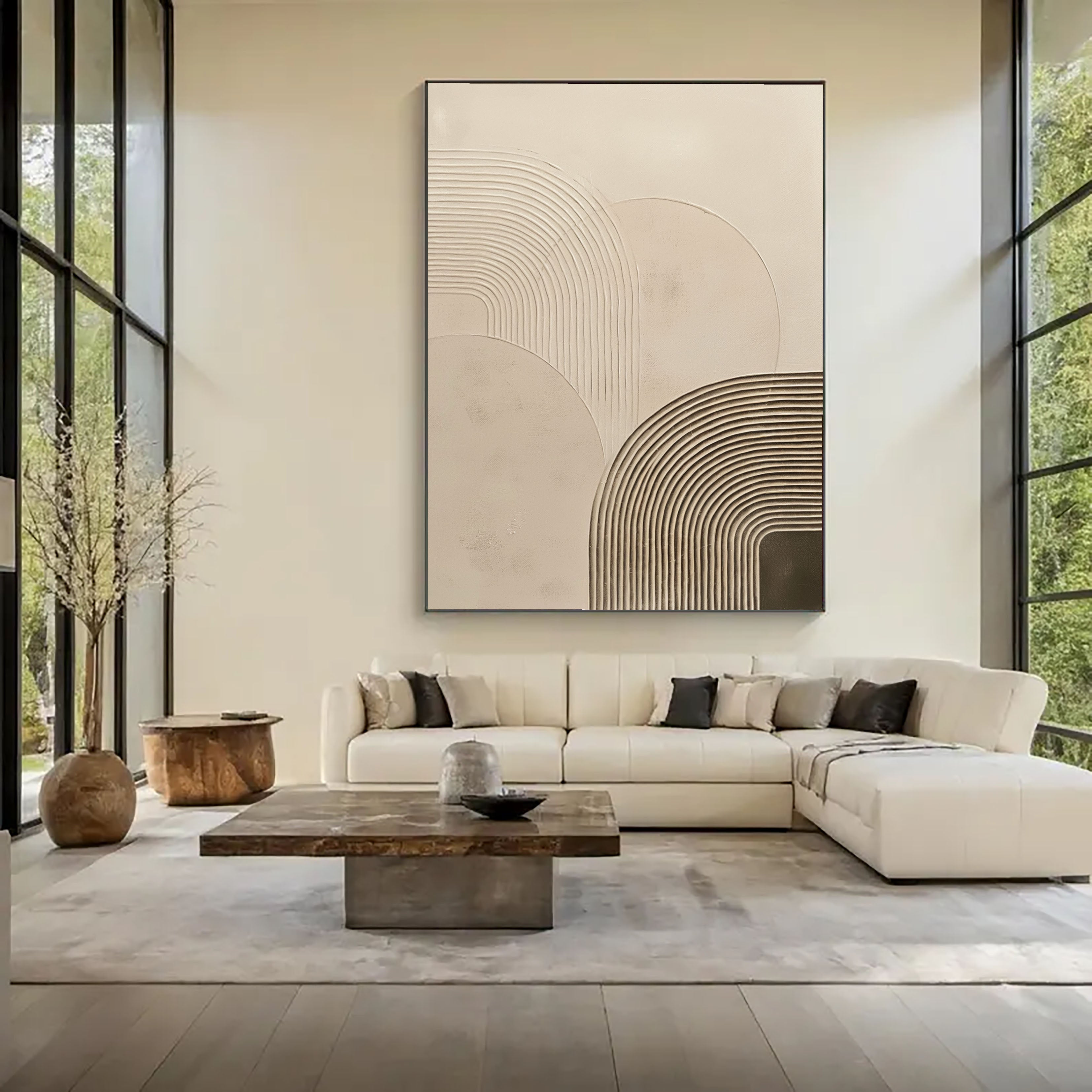 Textured Arched Rhythm | Beige Gray