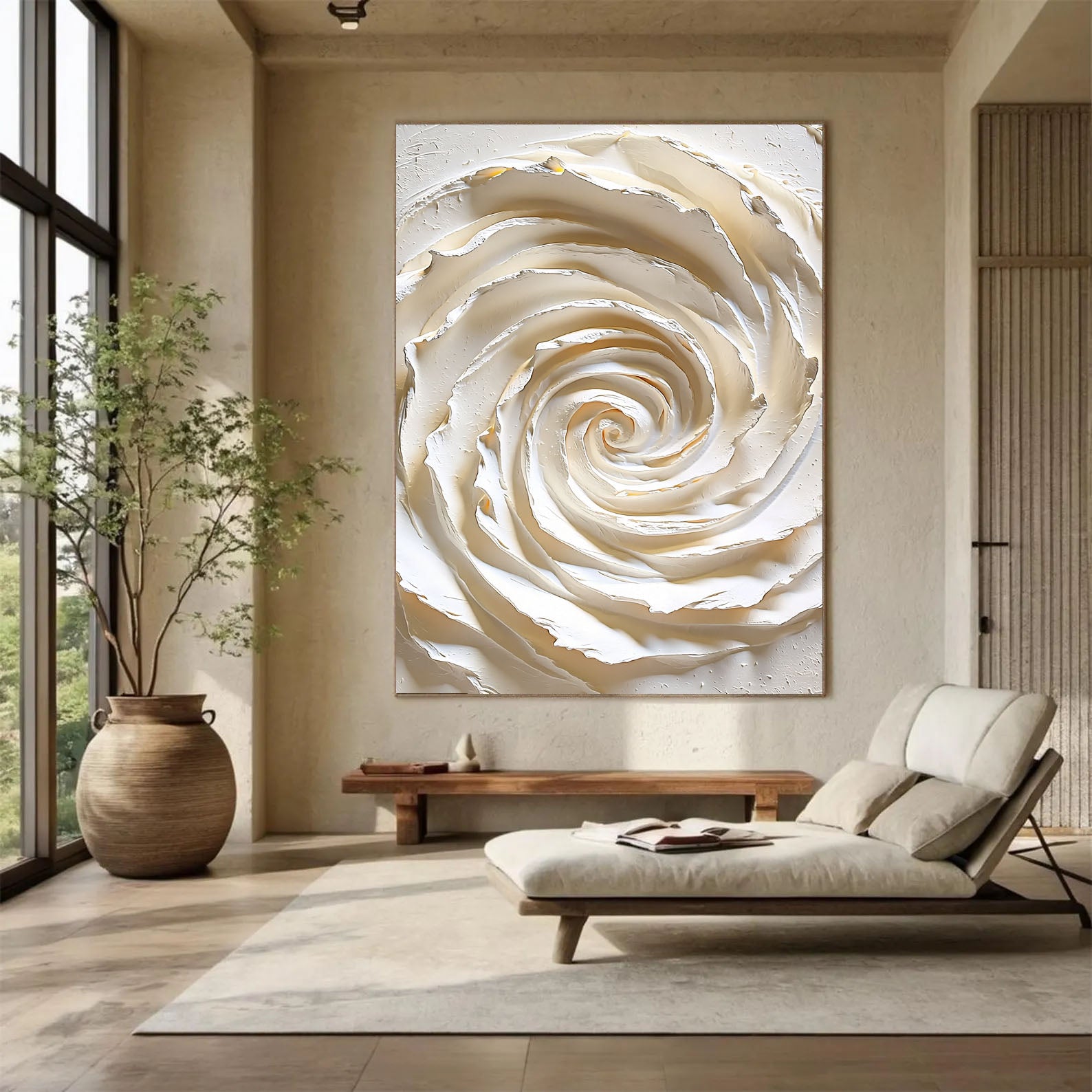 Texturierte Wirbel-Gelassenheit | Elfenbein-Spirale