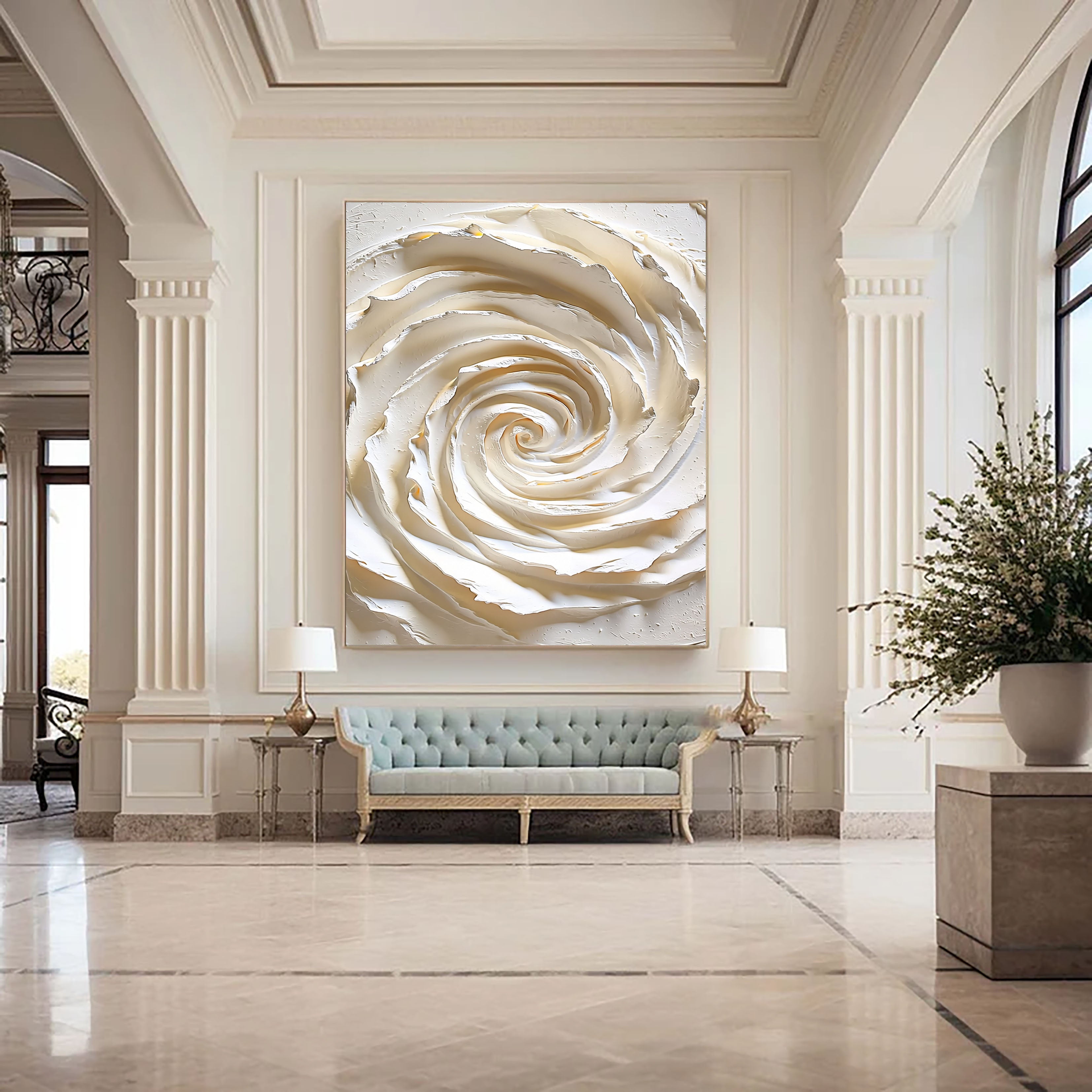 Texturierte Wirbel-Gelassenheit | Elfenbein-Spirale
