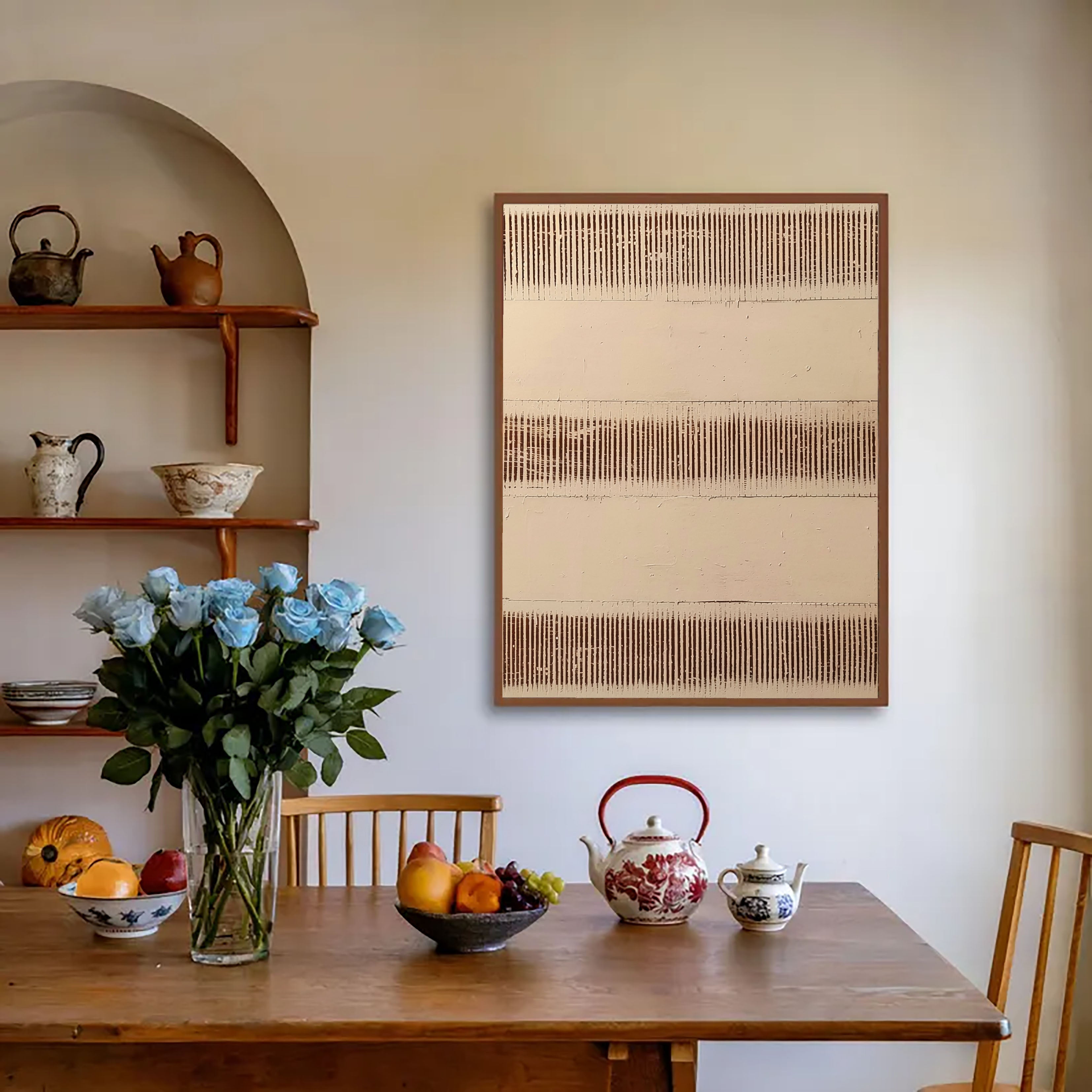 Textured Striped Serenity | Beige Fusion