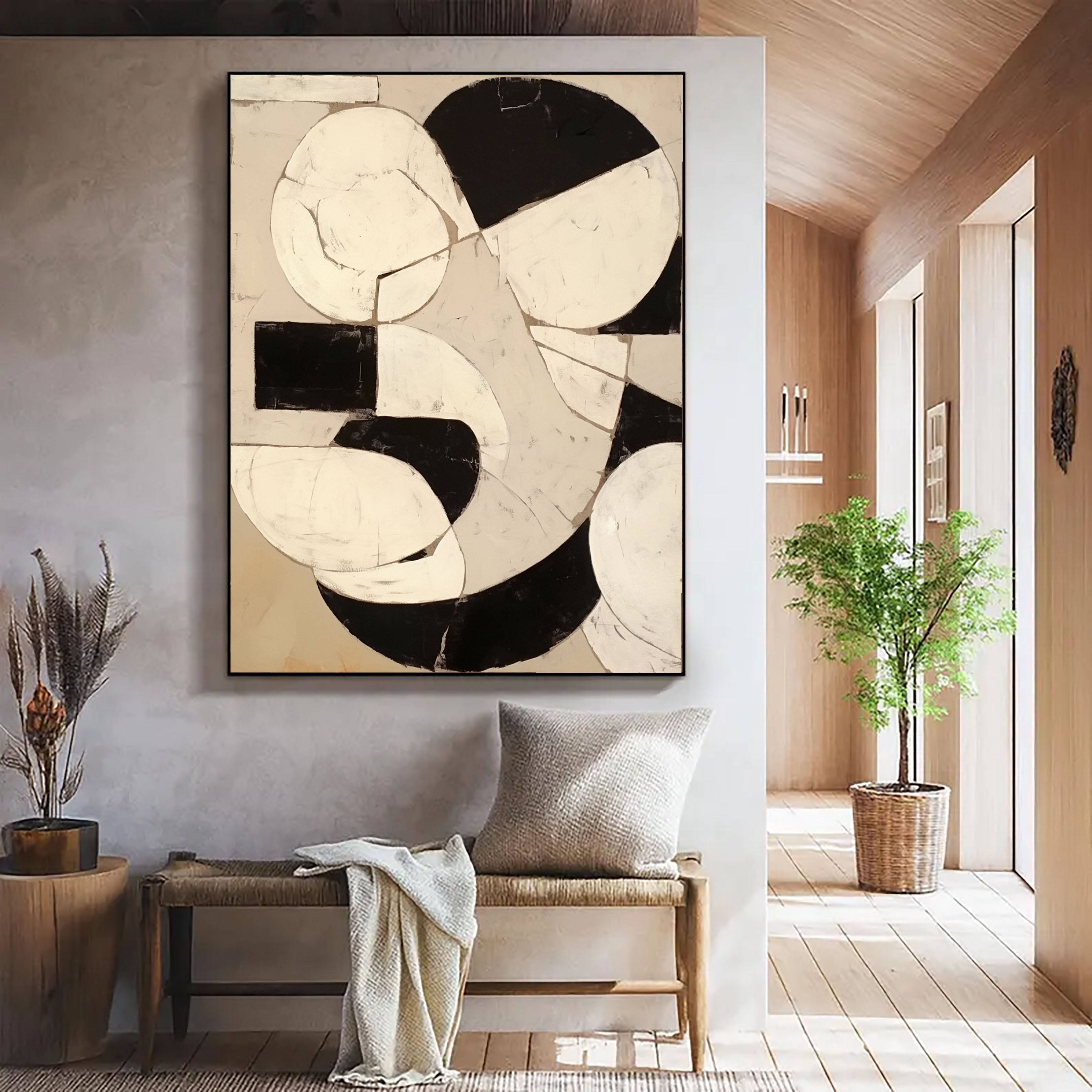 Textured Geometric Fusion | Black Beige