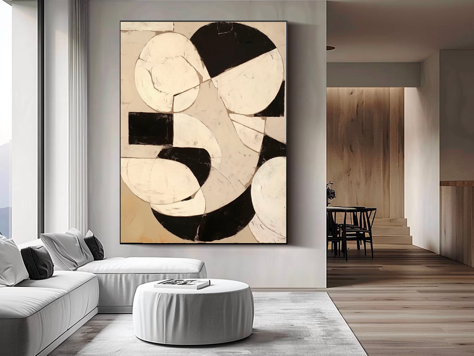 Textured Geometric Fusion | Black Beige