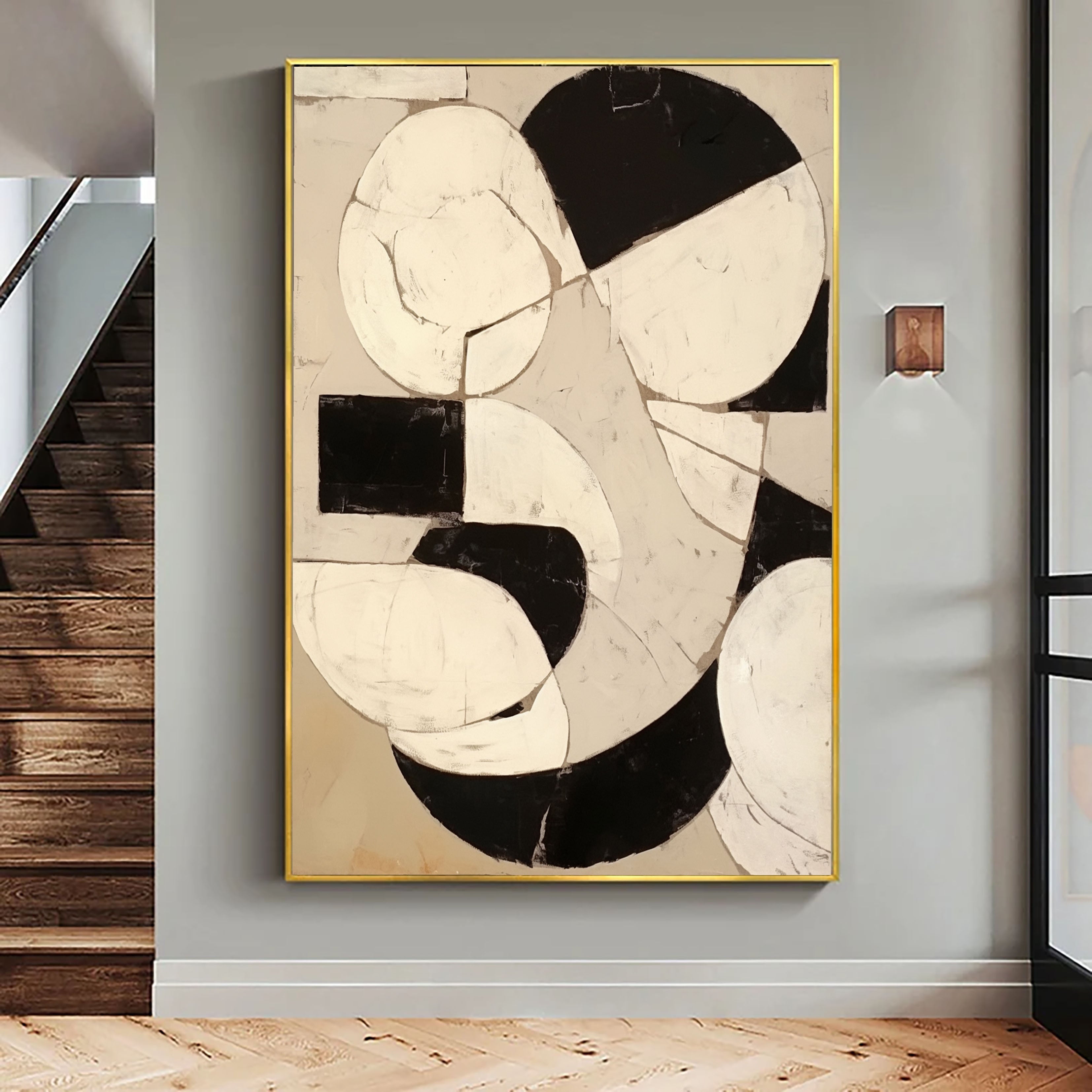 Textured Geometric Fusion | Black Beige