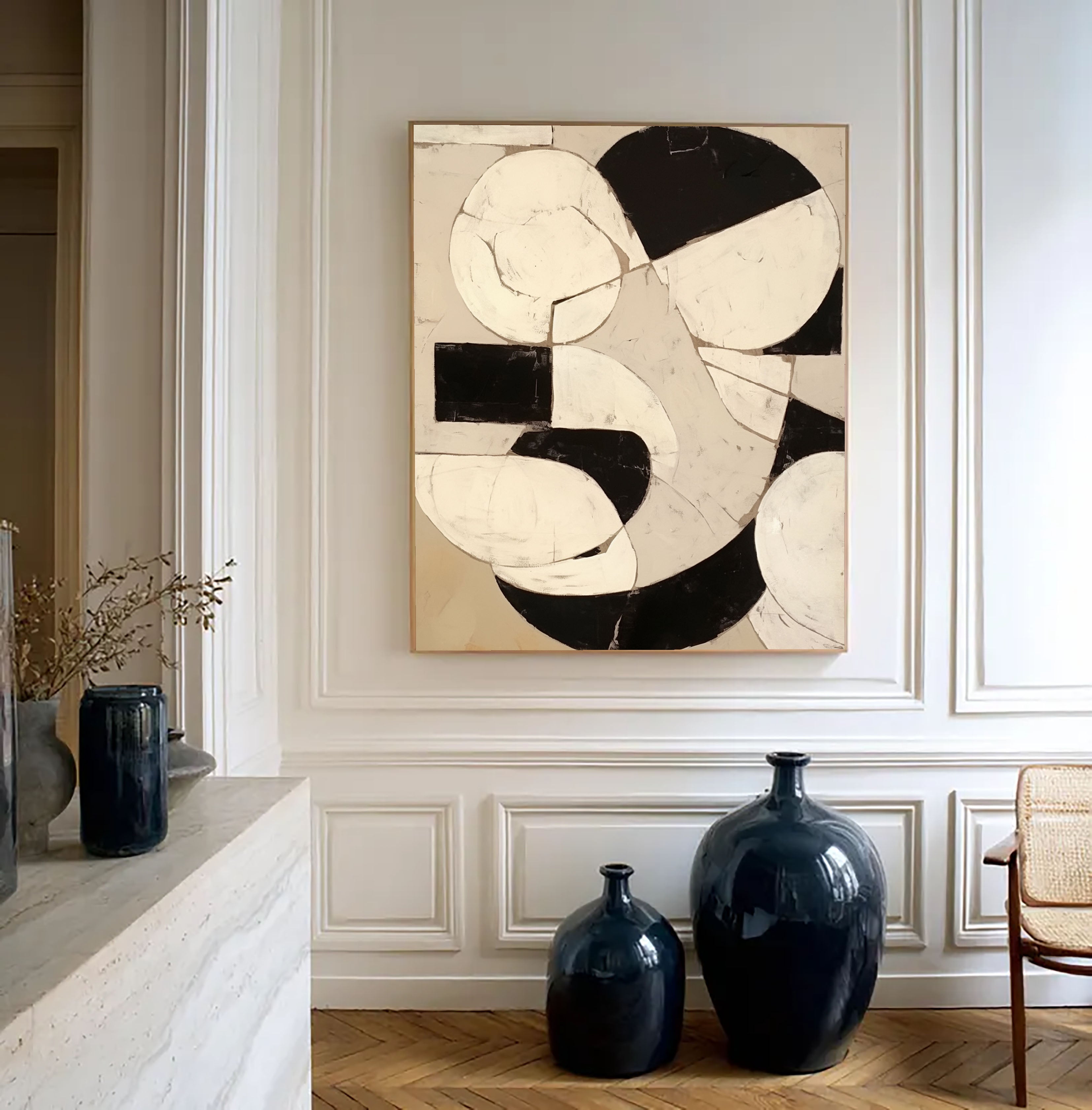 Textured Geometric Fusion | Black Beige