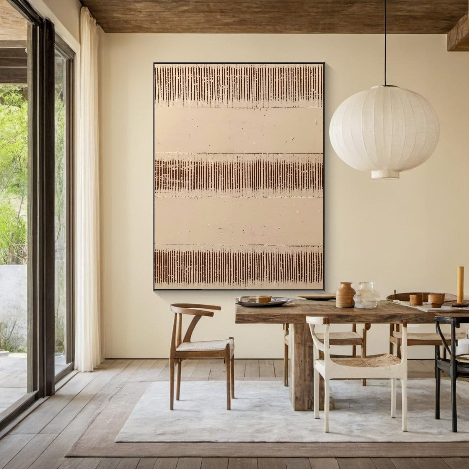 Textured Striped Serenity | Beige Fusion