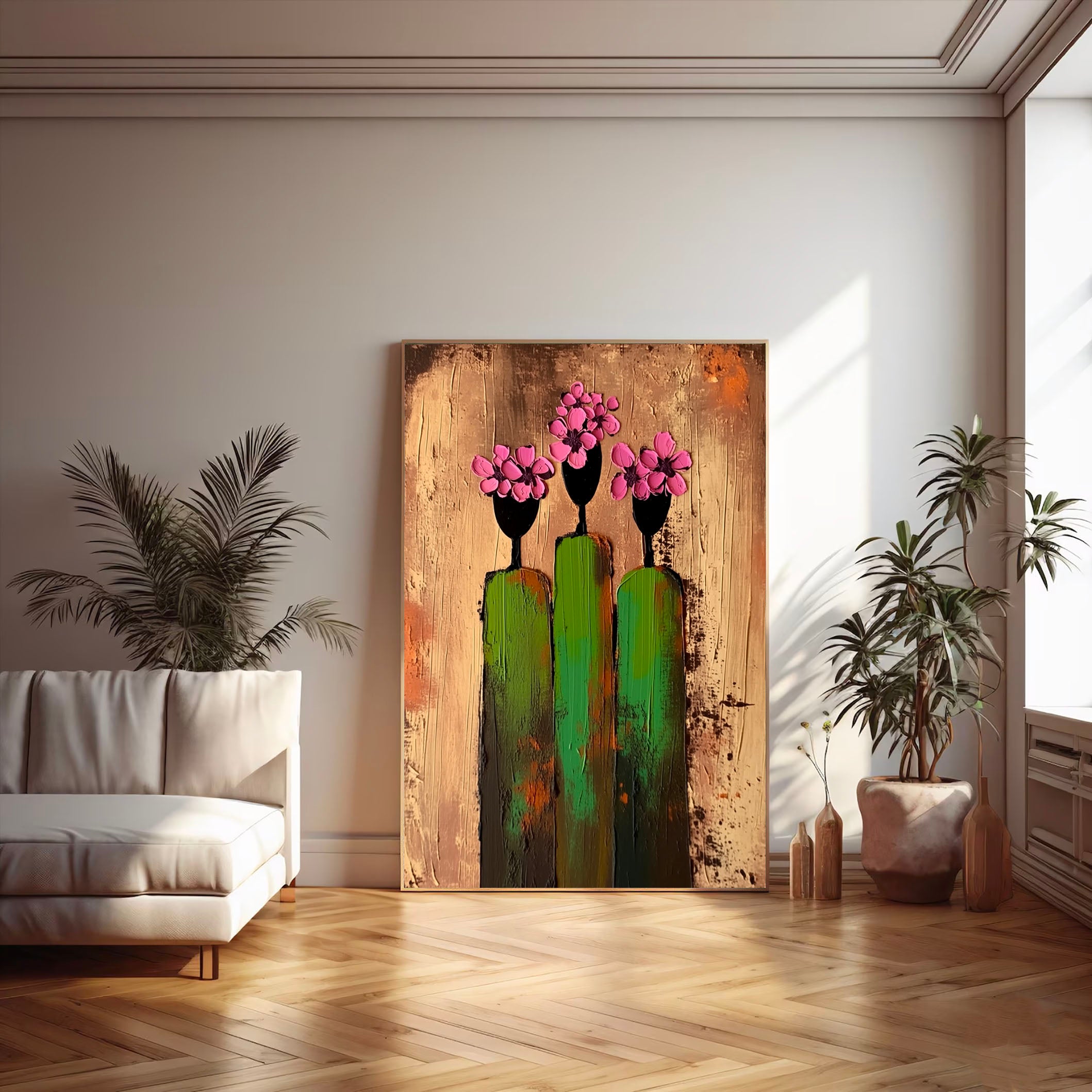 Textured Floral Trio | Pink Bloom