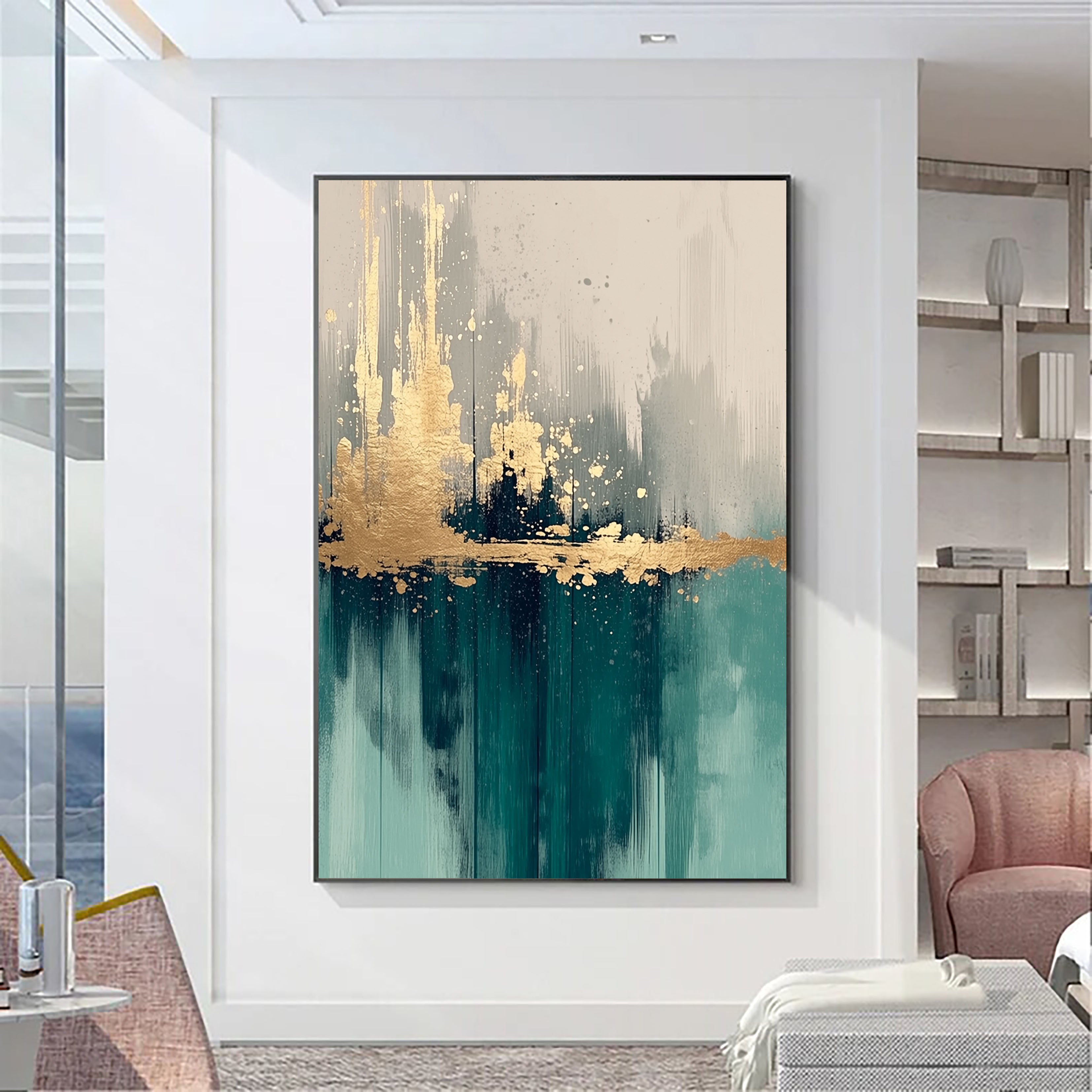 Golden Horizon Glow | Teal Depth
