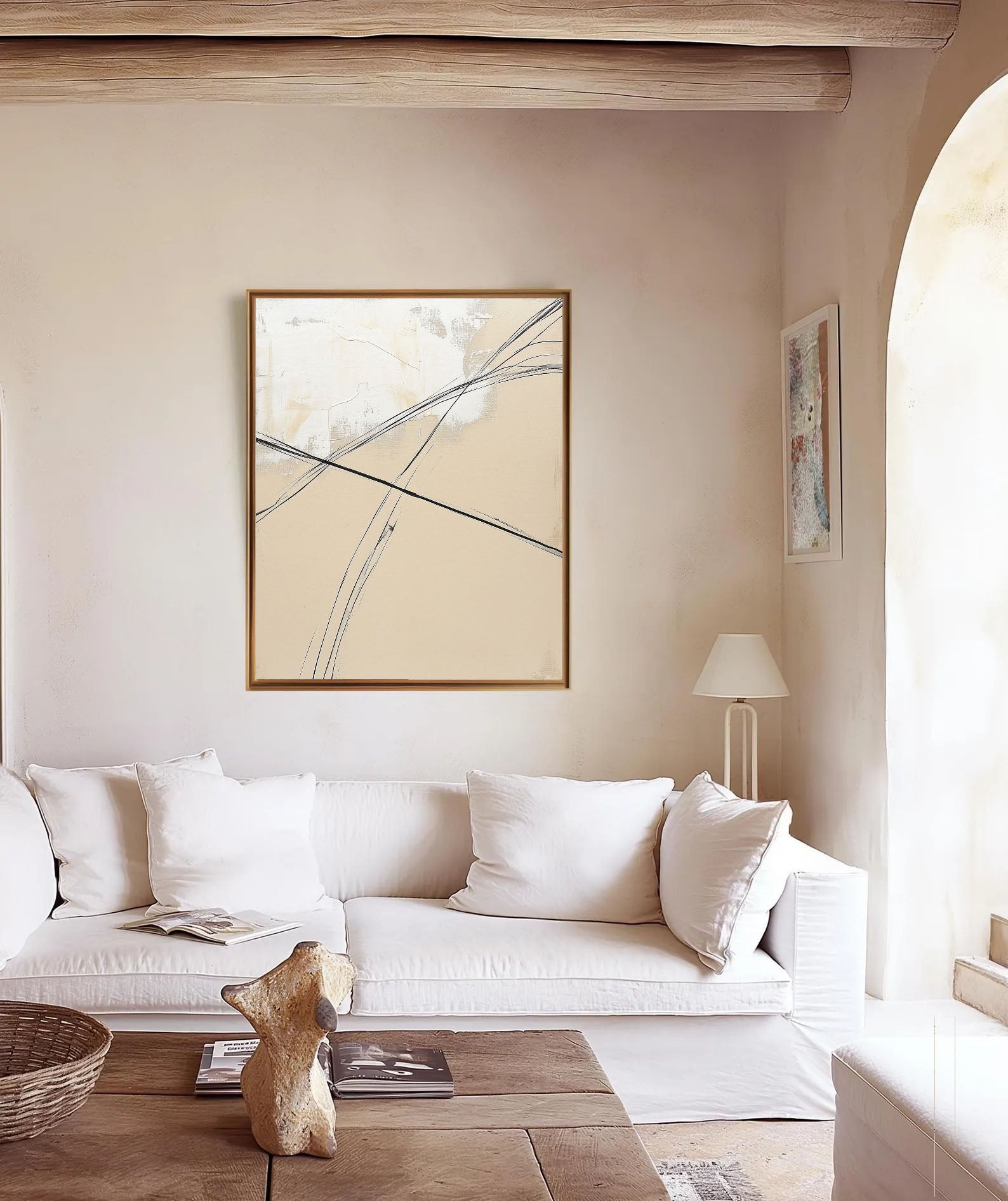 Textured Lineal Elegance | Beige Black