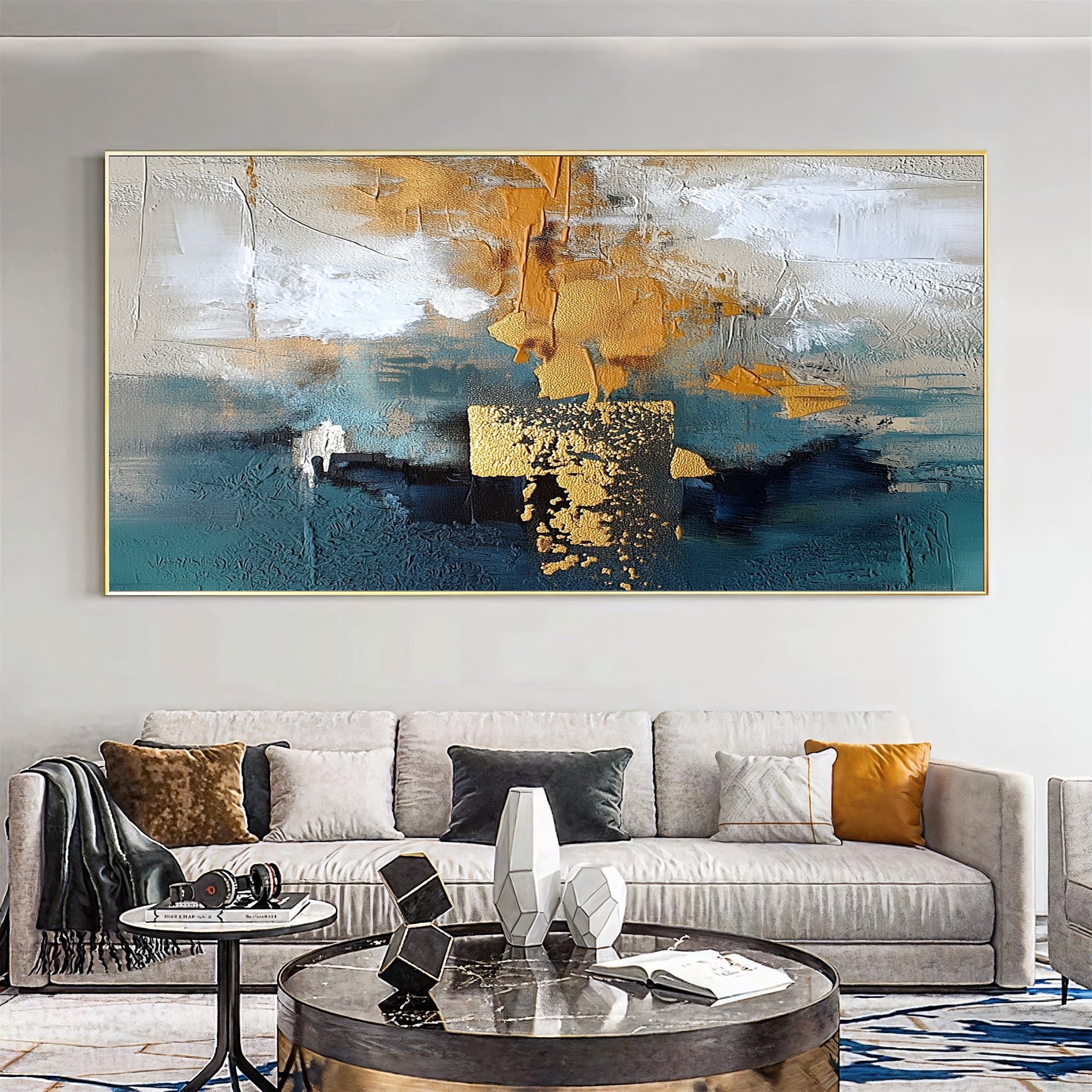 Textured Abstract Opulence | Blue Gold