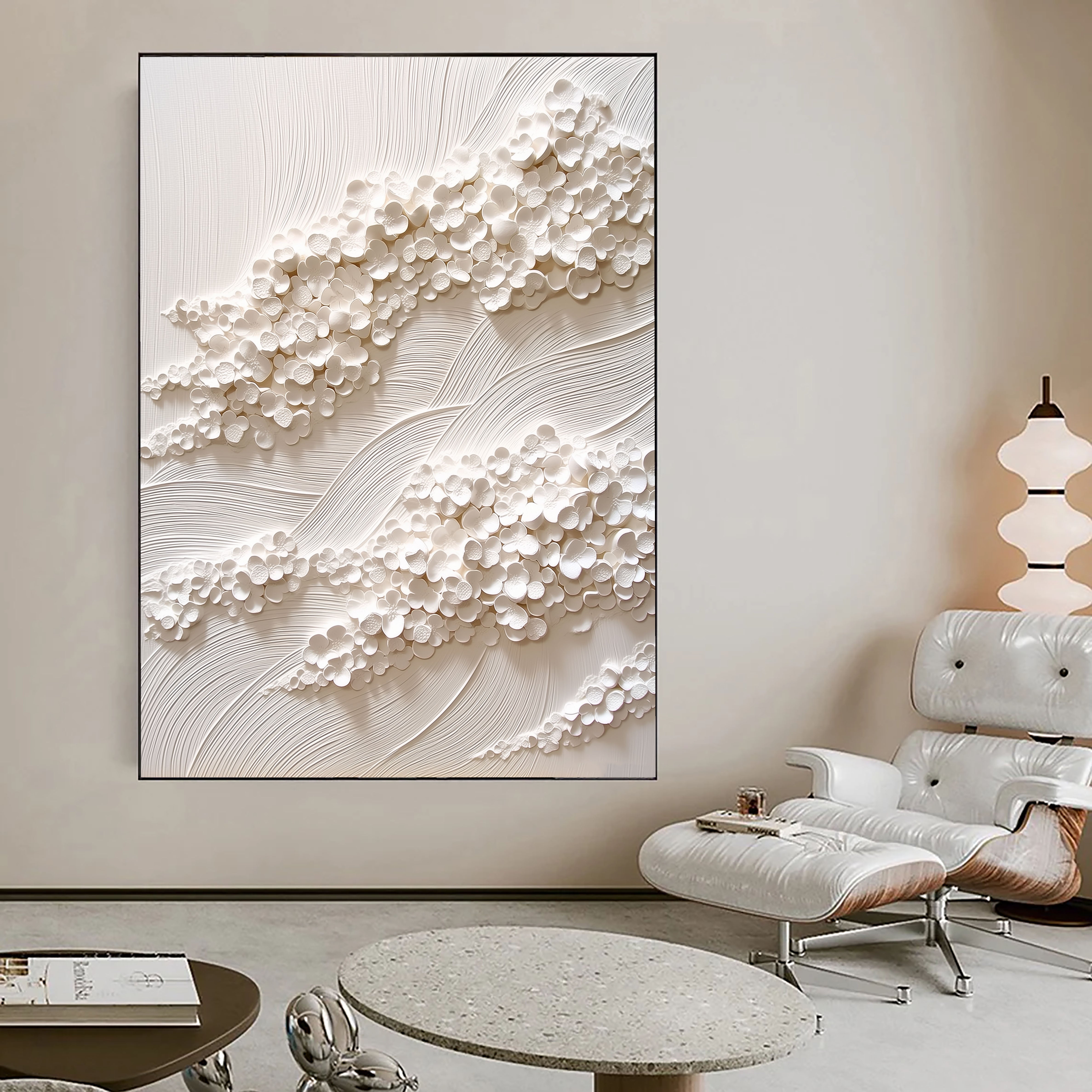 Textured Petal Wave | Ivory Bloom