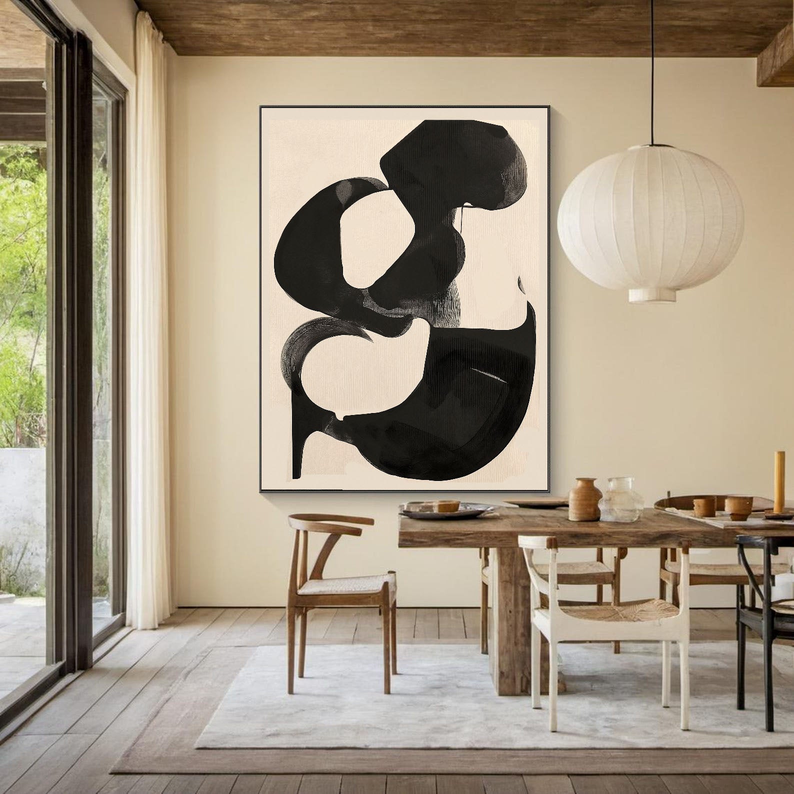 Textured Monochrome Artistry | Black Beige