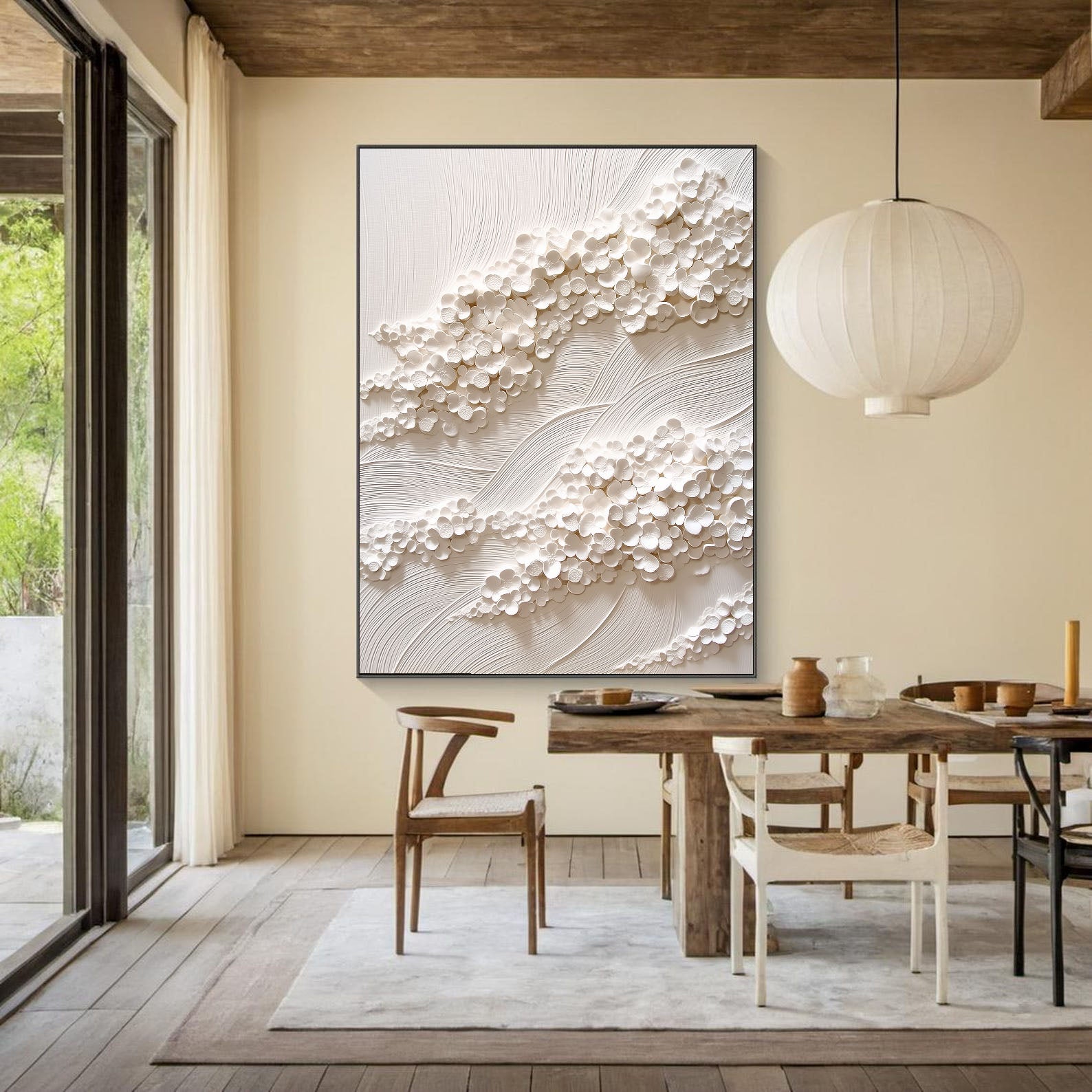 Textured Petal Wave | Ivory Bloom