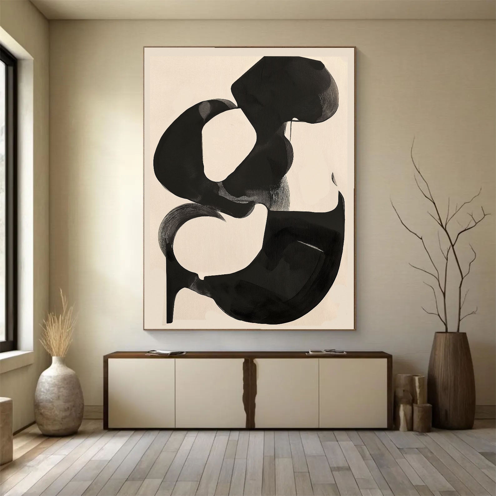 Textured Monochrome Artistry | Black Beige