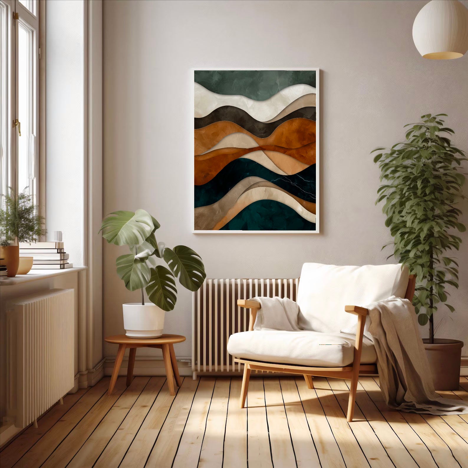 Textured Layered Waves | Teal Browns