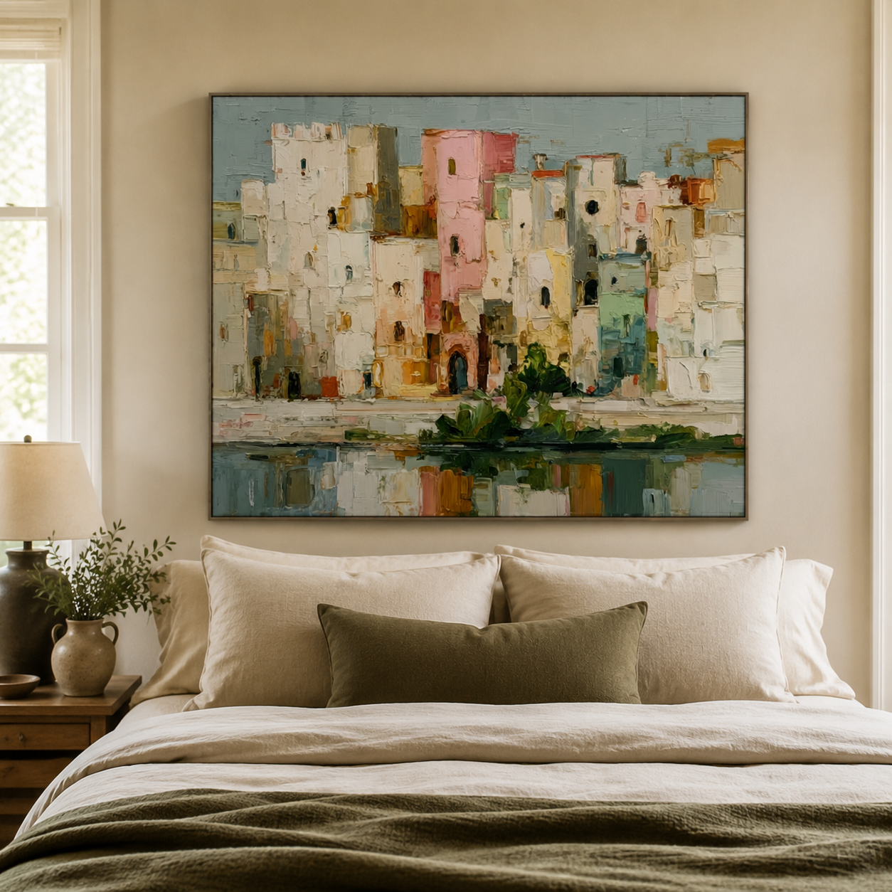 Impressionist Art | Pastel Waterfront Huts