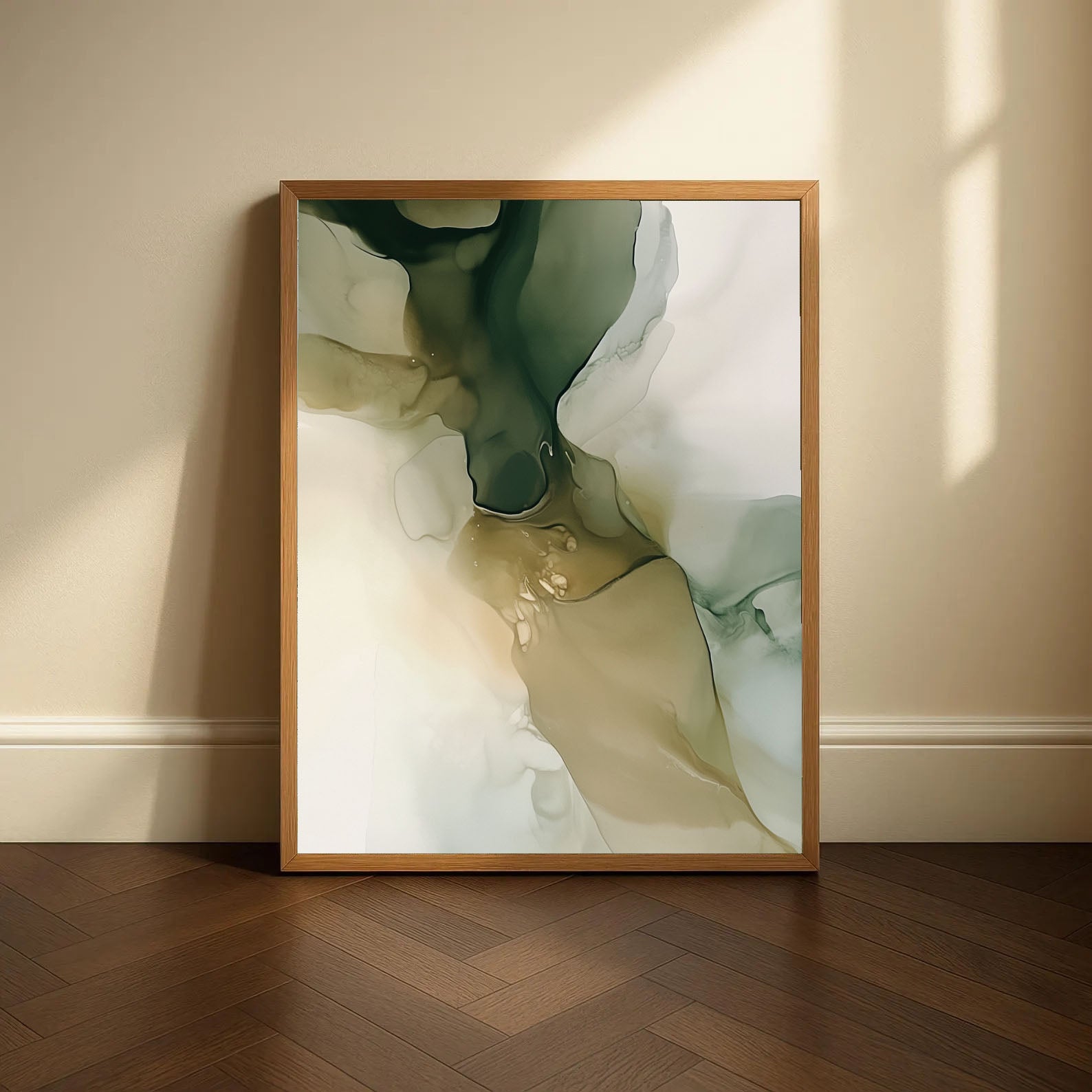 Textured Fluid Elegance | Green Beige