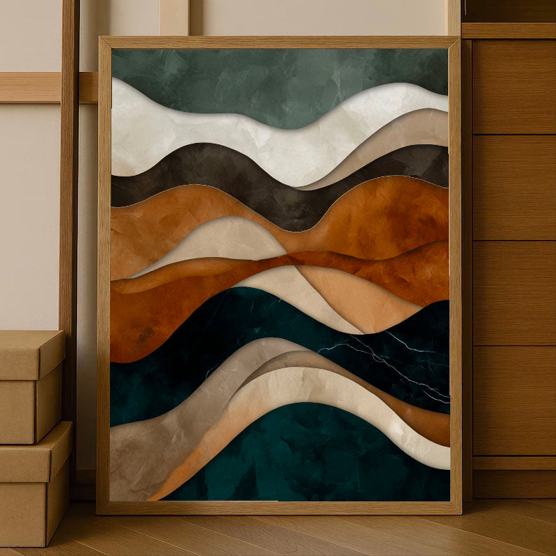 Textured Layered Waves | Teal Browns