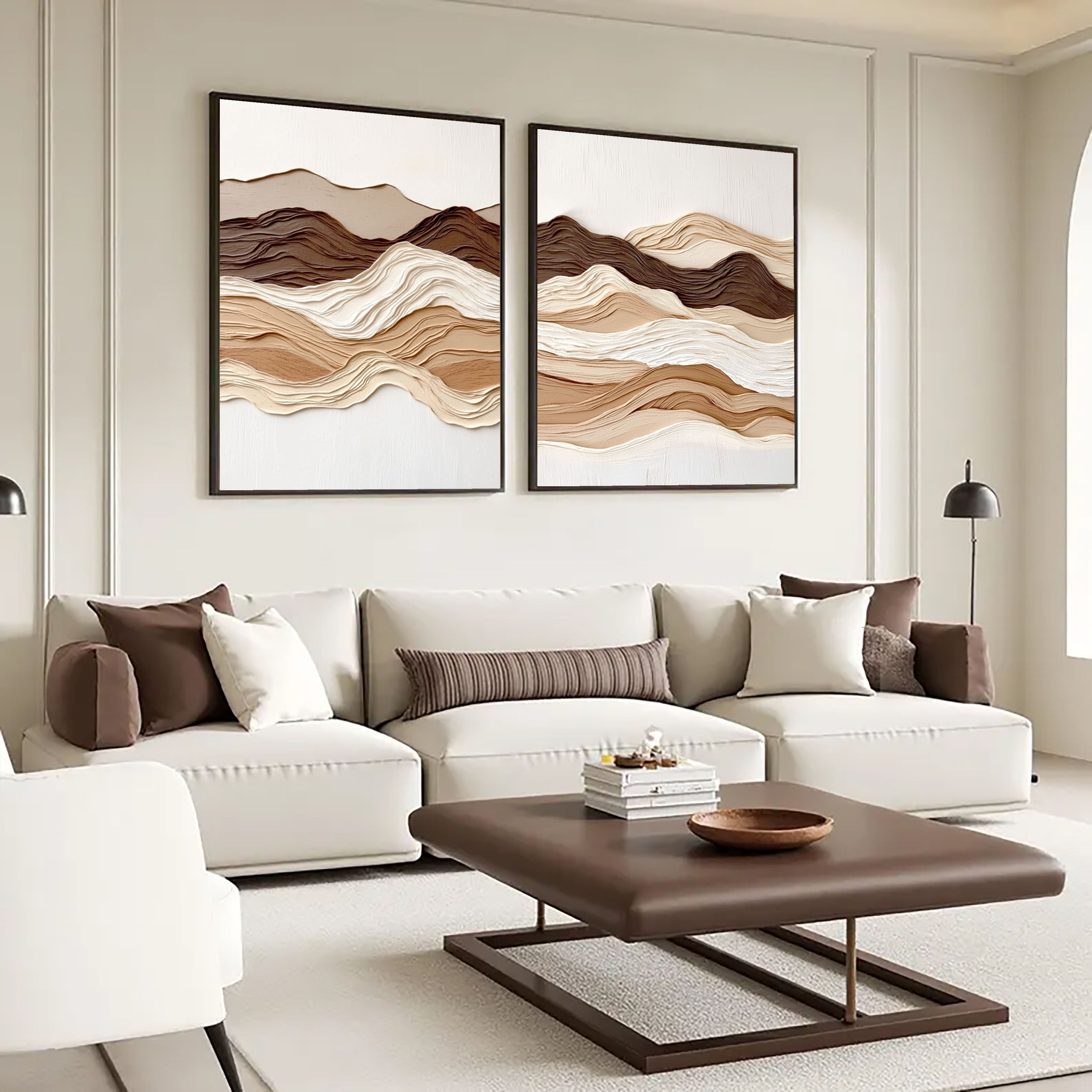 Layered Earth Tone Waves | Abstract Landscape