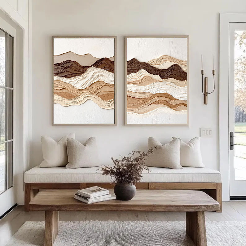 Layered Earth Tone Waves | Abstract Landscape