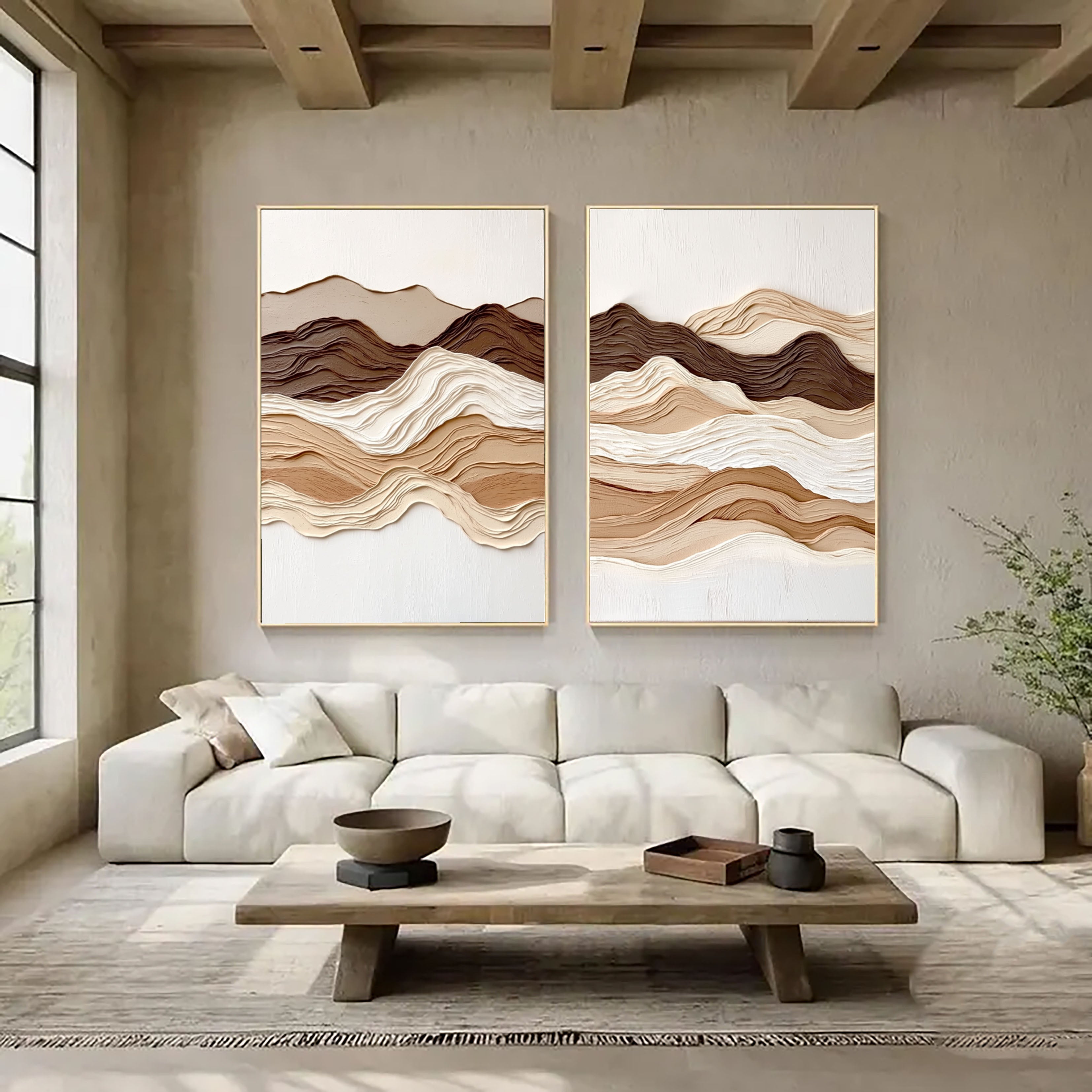 Layered Earth Tone Waves | Abstract Landscape
