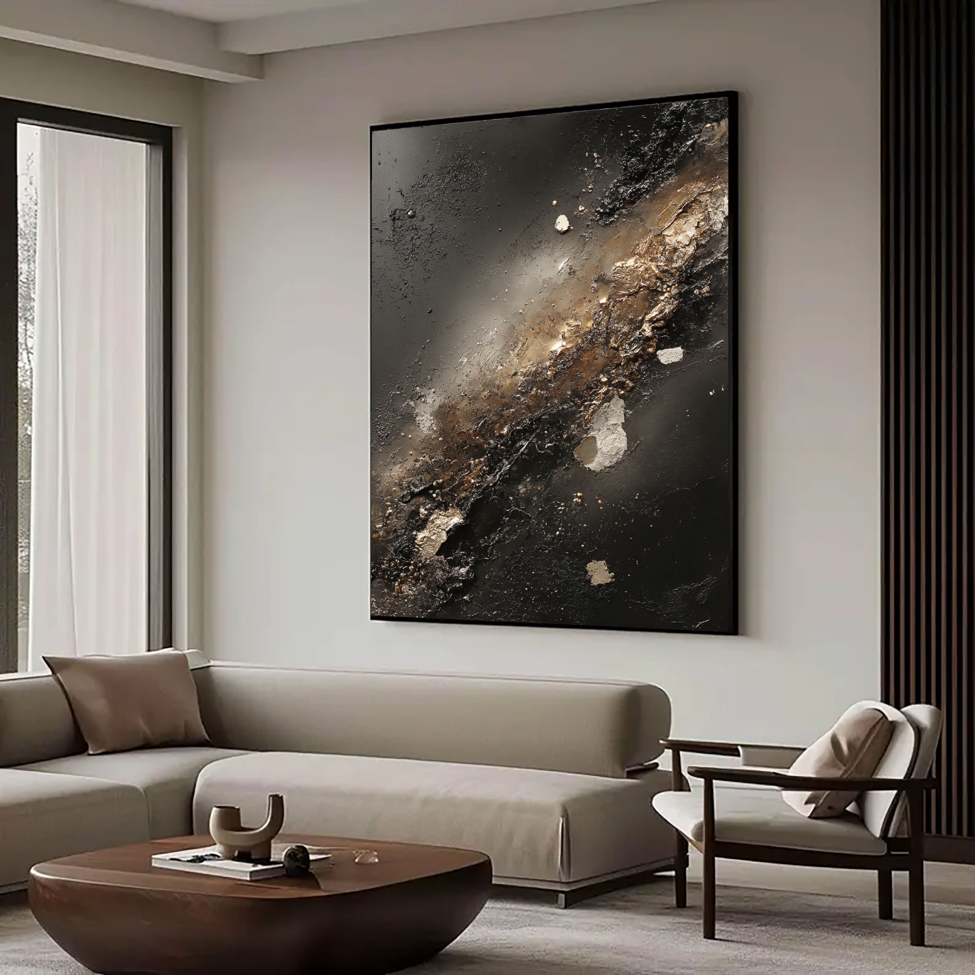 Textured Metallic Veins | Noir Gold