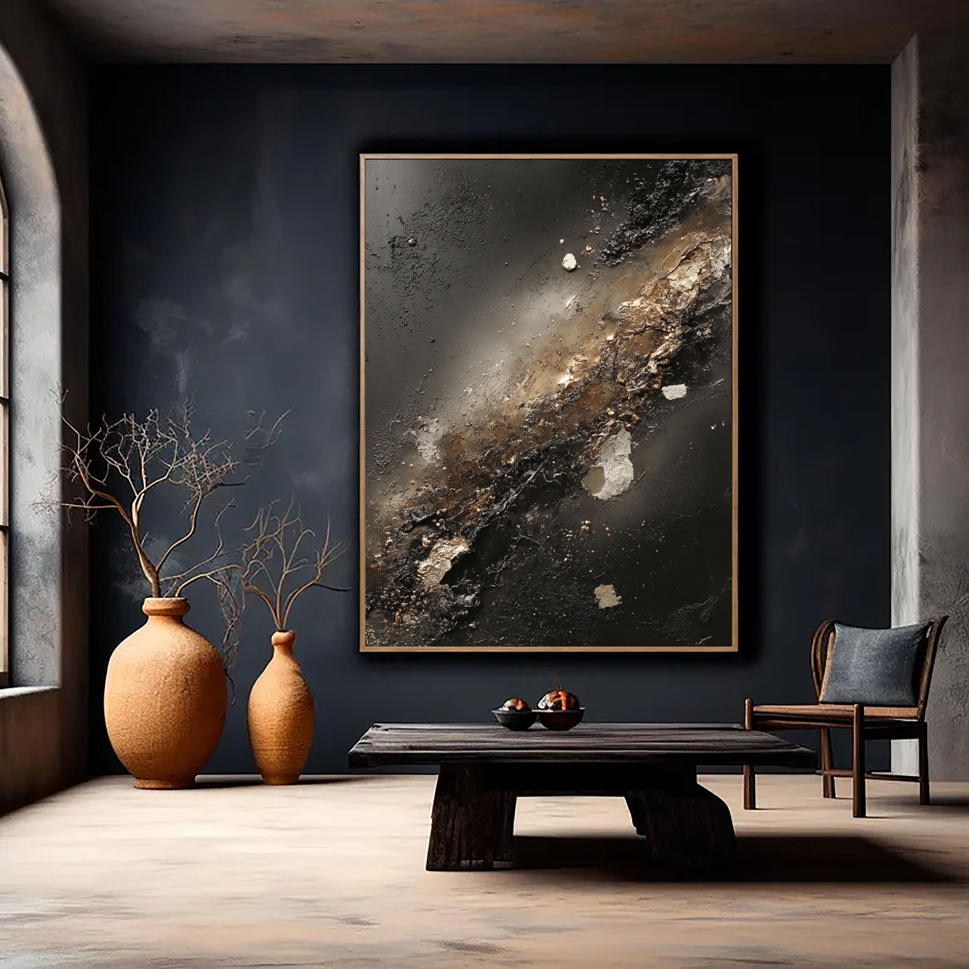 Textured Metallic Veins | Noir Gold