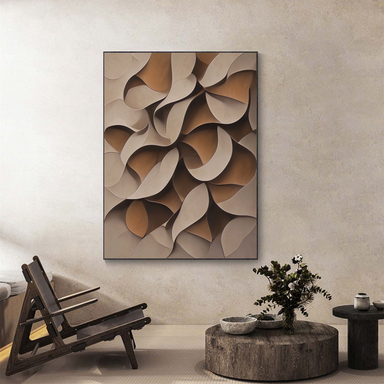 Textured Earthy Dynamics | Beige Swirl