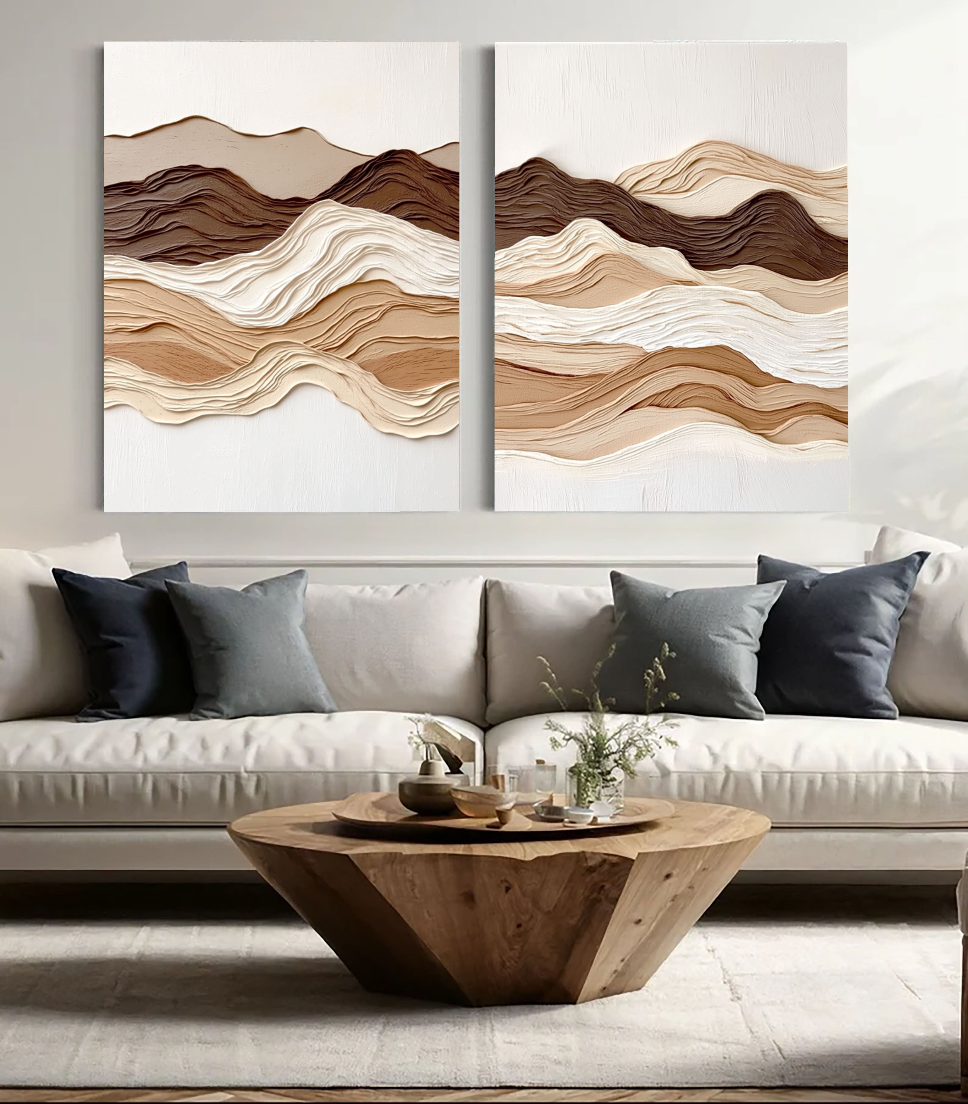 Layered Earth Tone Waves | Abstract Landscape