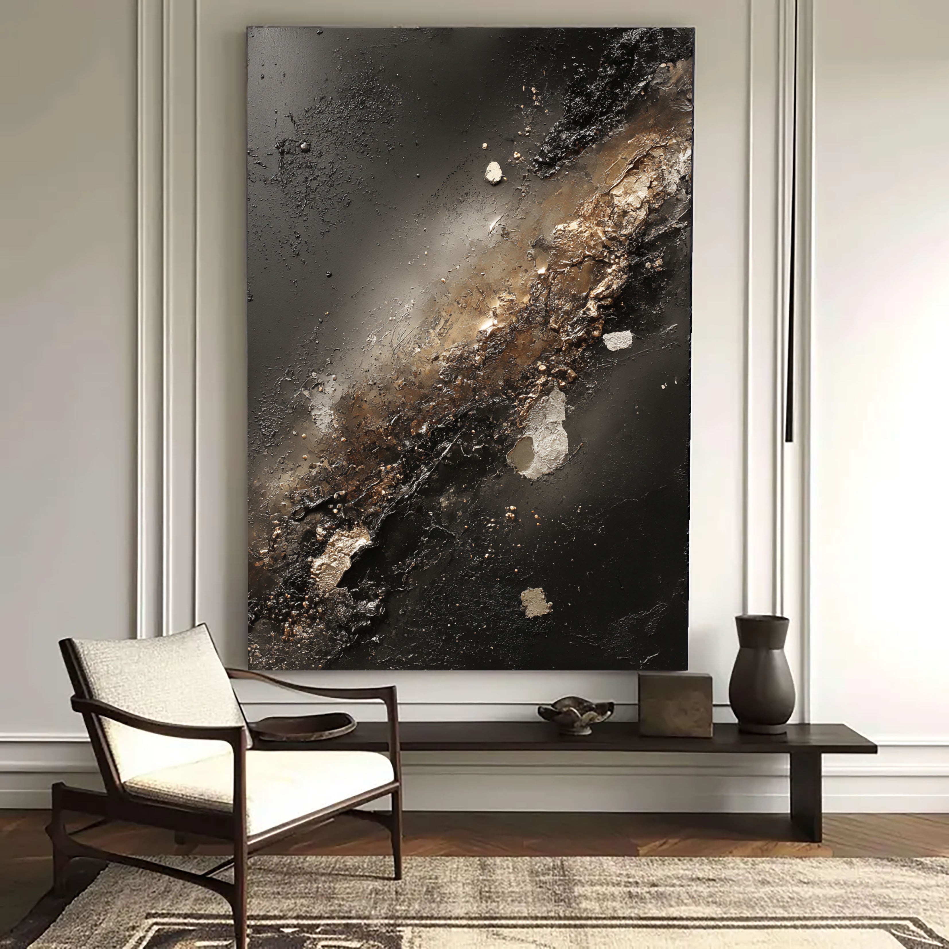 Textured Metallic Veins | Noir Gold