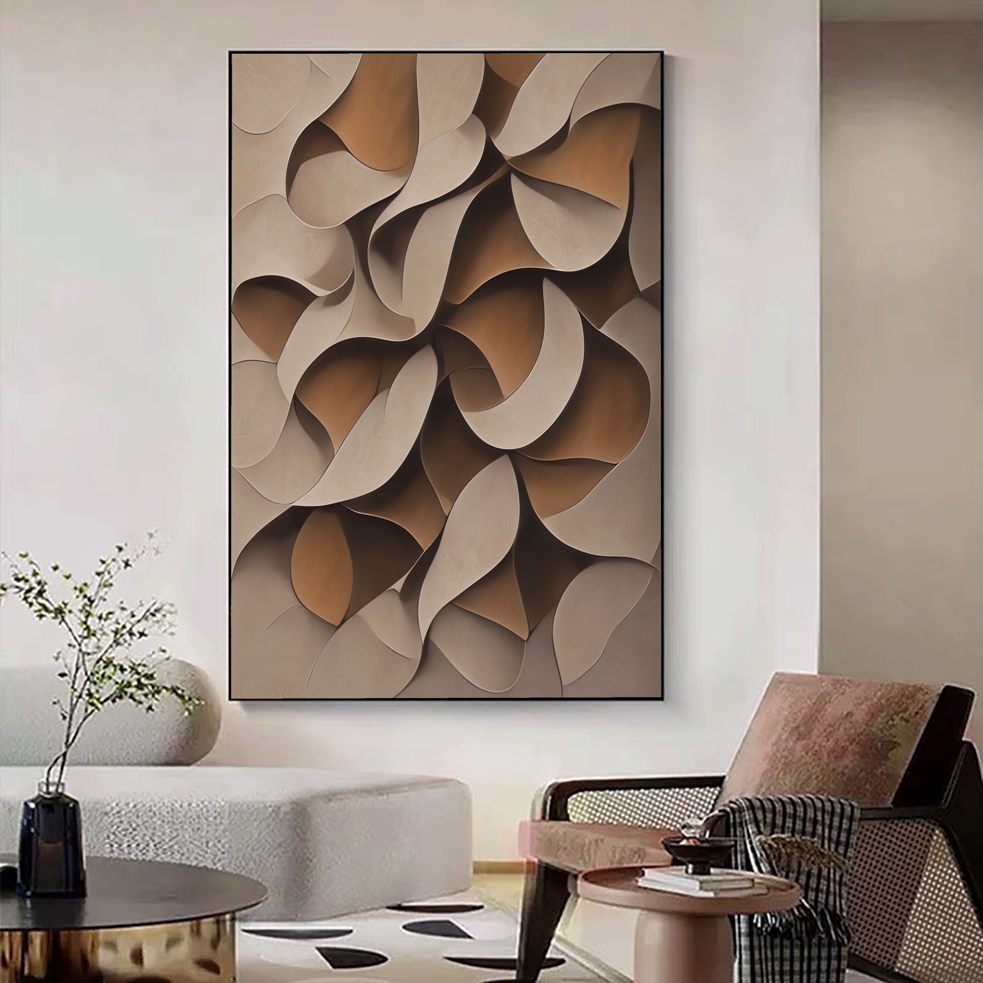 Textured Earthy Dynamics | Beige Swirl