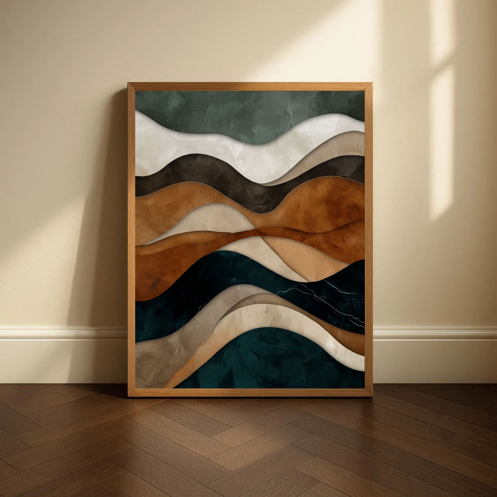 Textured Layered Waves | Teal Browns