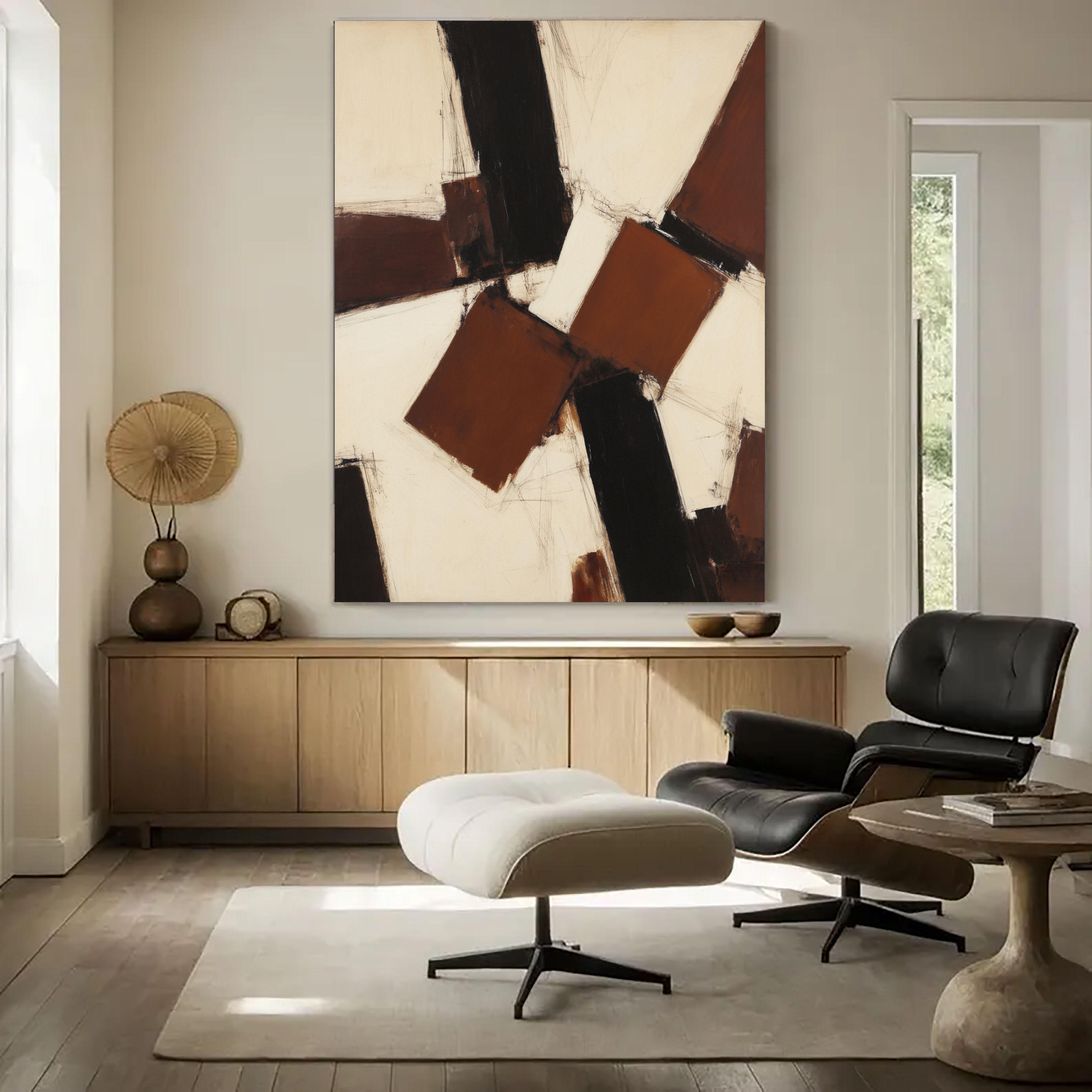 Textured Geometric Blocks | Chestnut Ivory