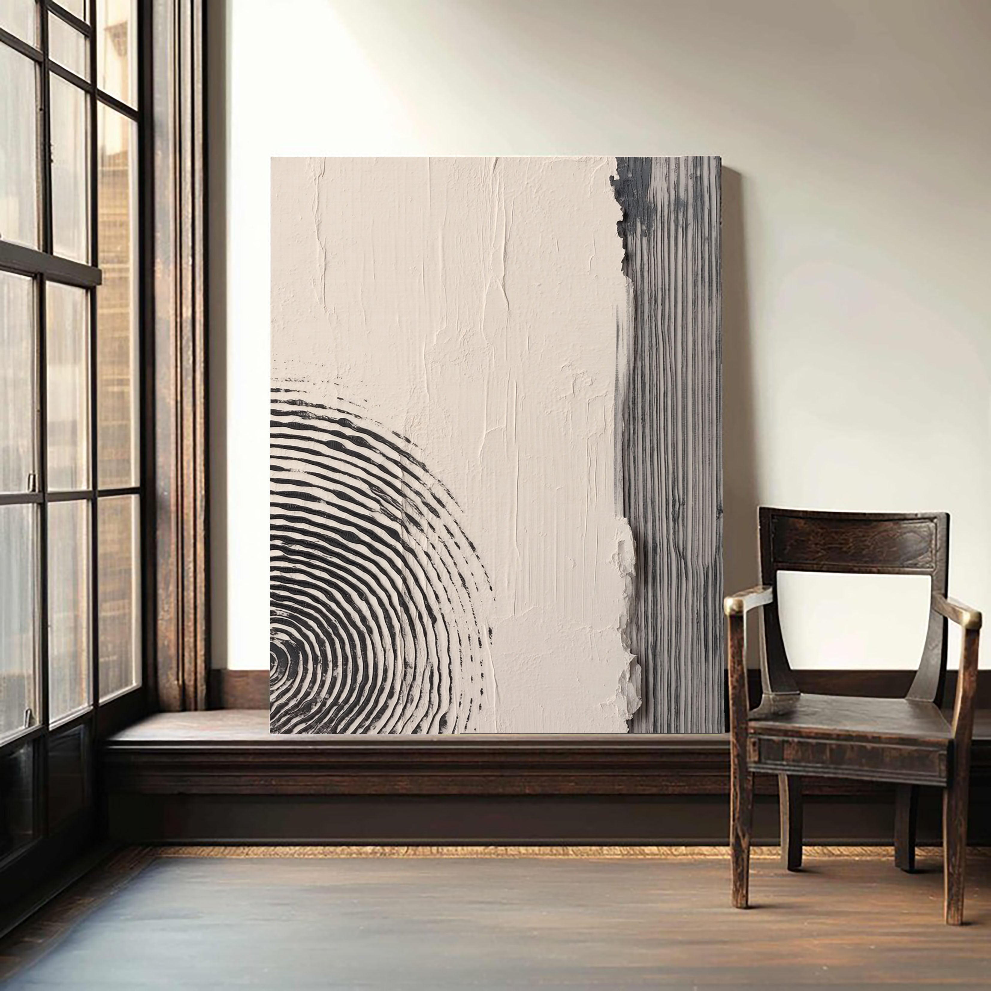 Textured Minimalist Circles | Charcoal Lines