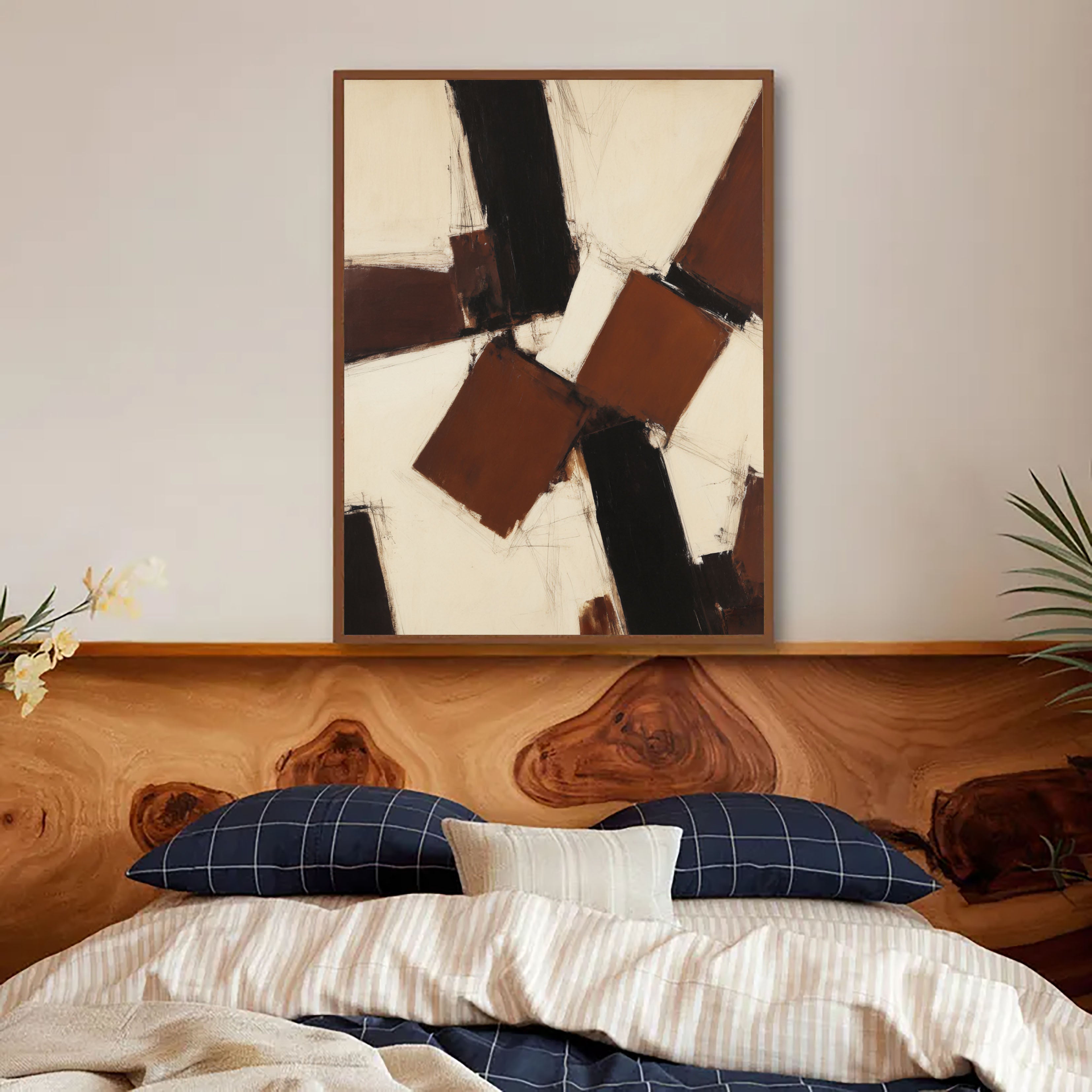 Textured Geometric Blocks | Chestnut Ivory