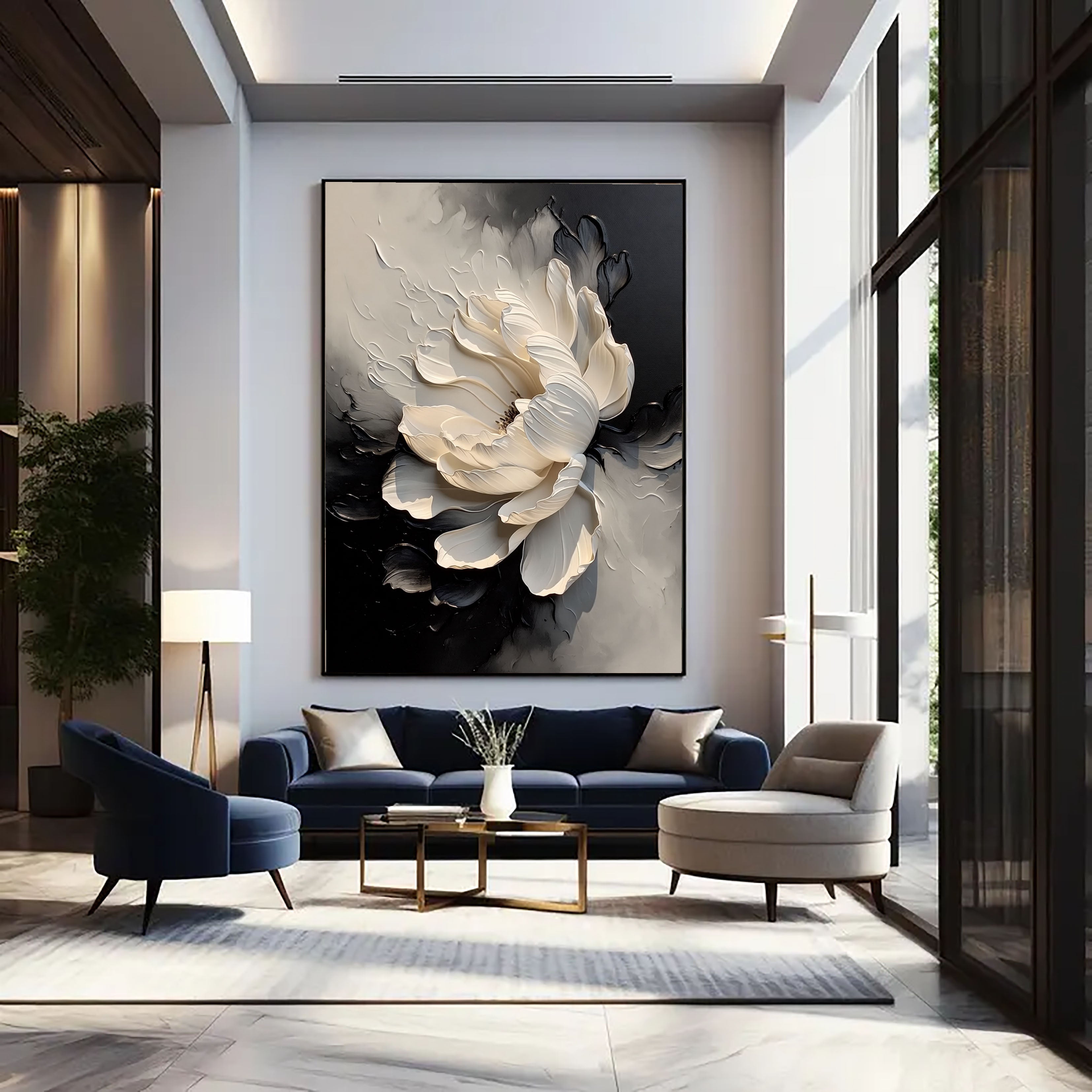 Textured Floral Opulence | Monochrome Bloom