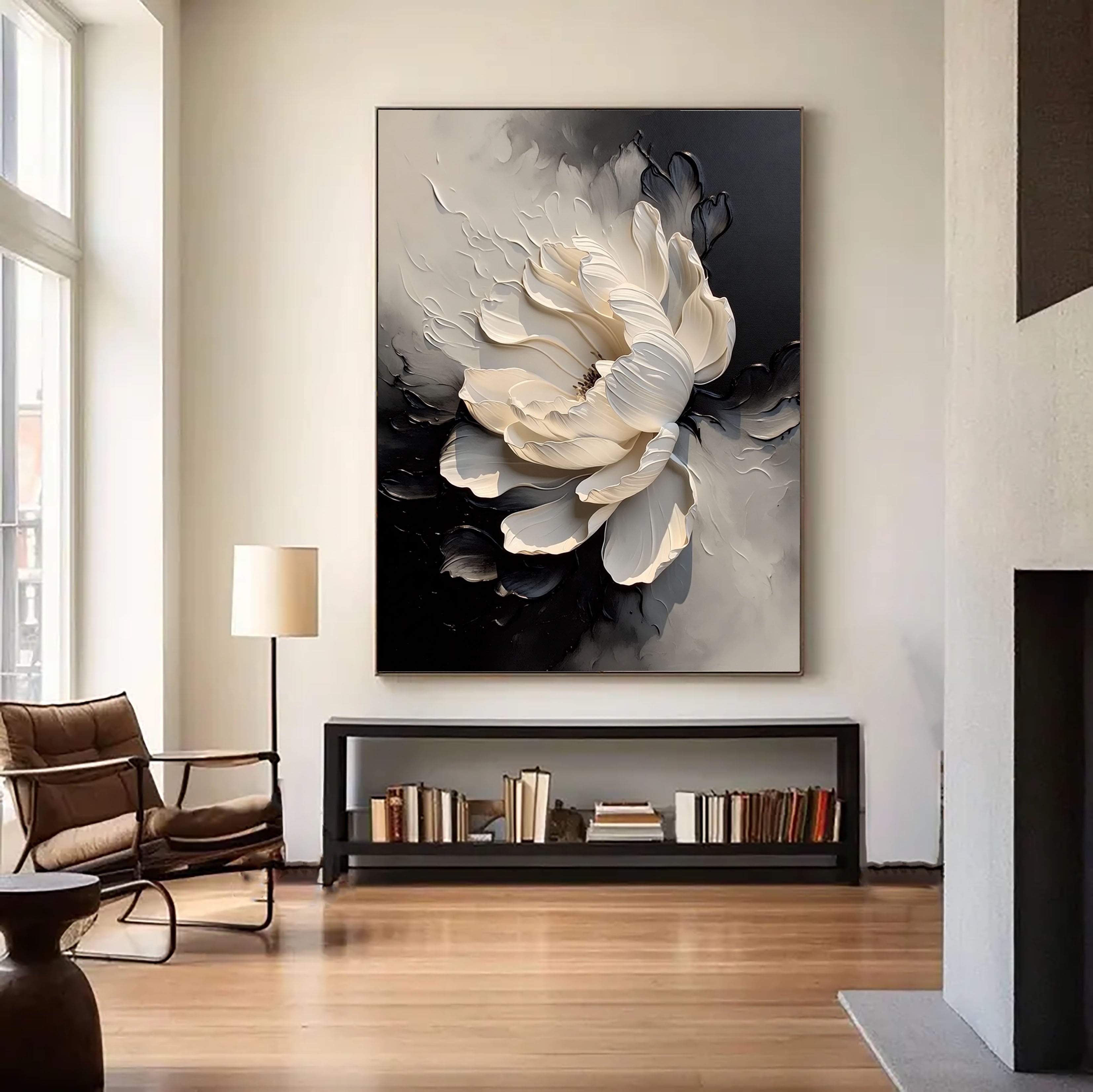 Textured Floral Opulence | Monochrome Bloom