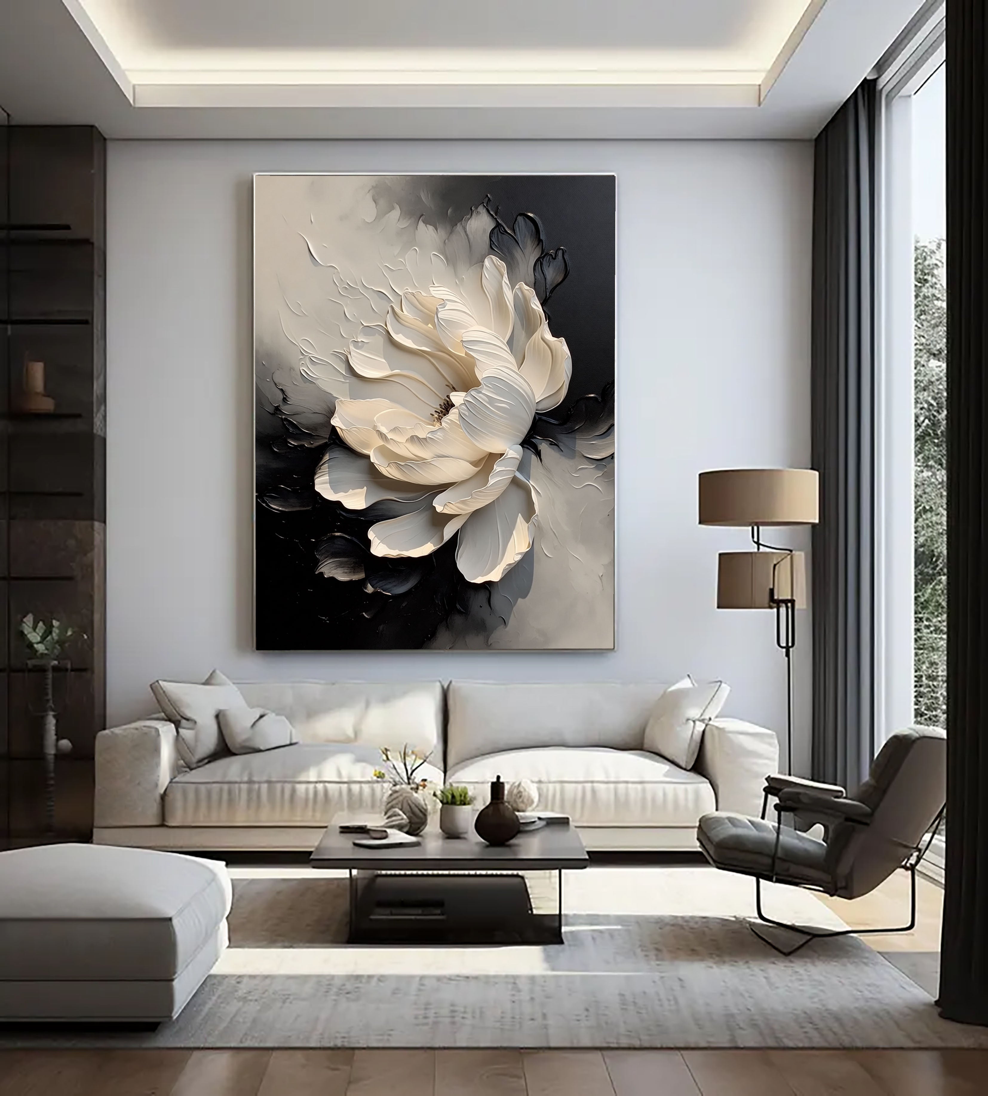 Textured Floral Opulence | Monochrome Bloom