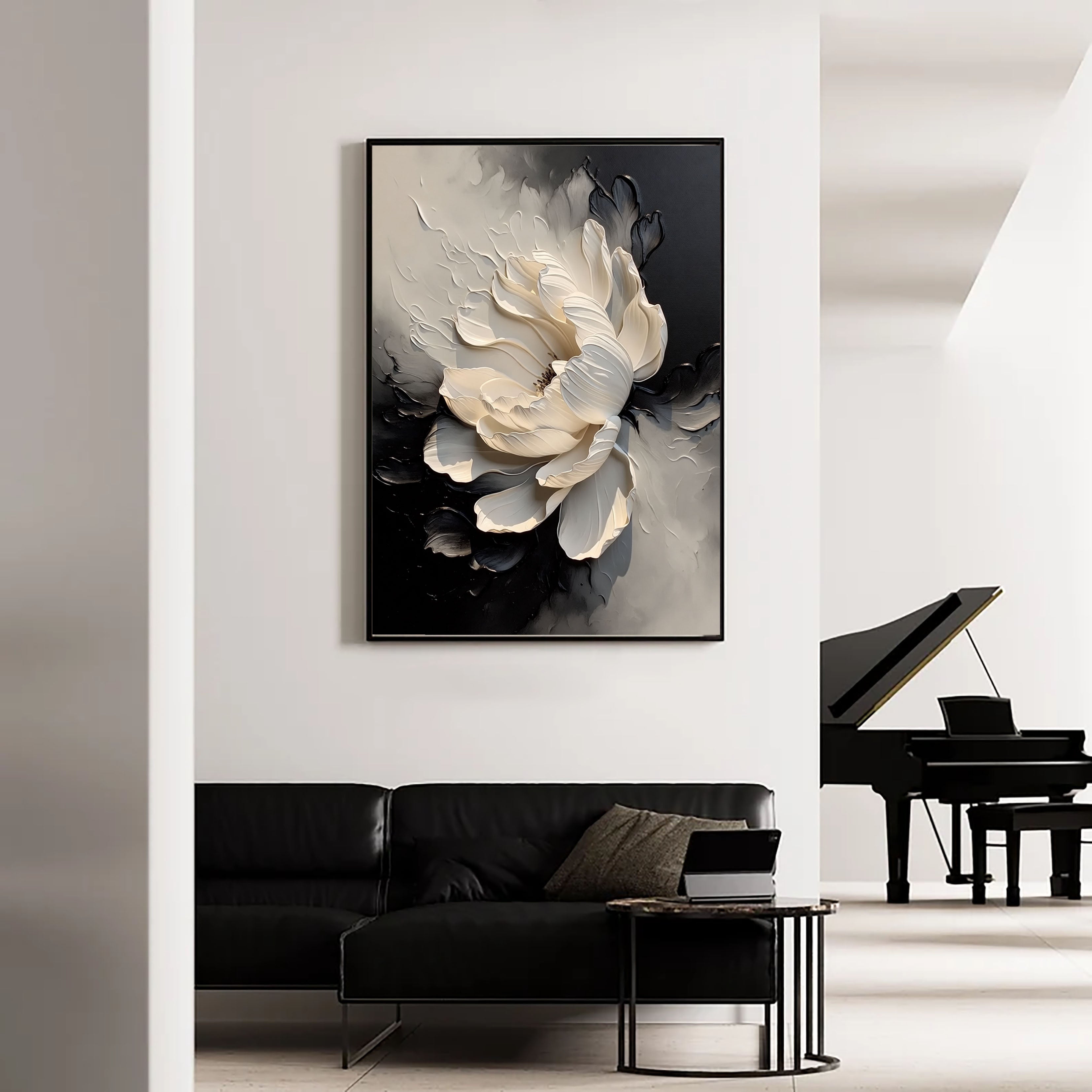 Textured Floral Opulence | Monochrome Bloom