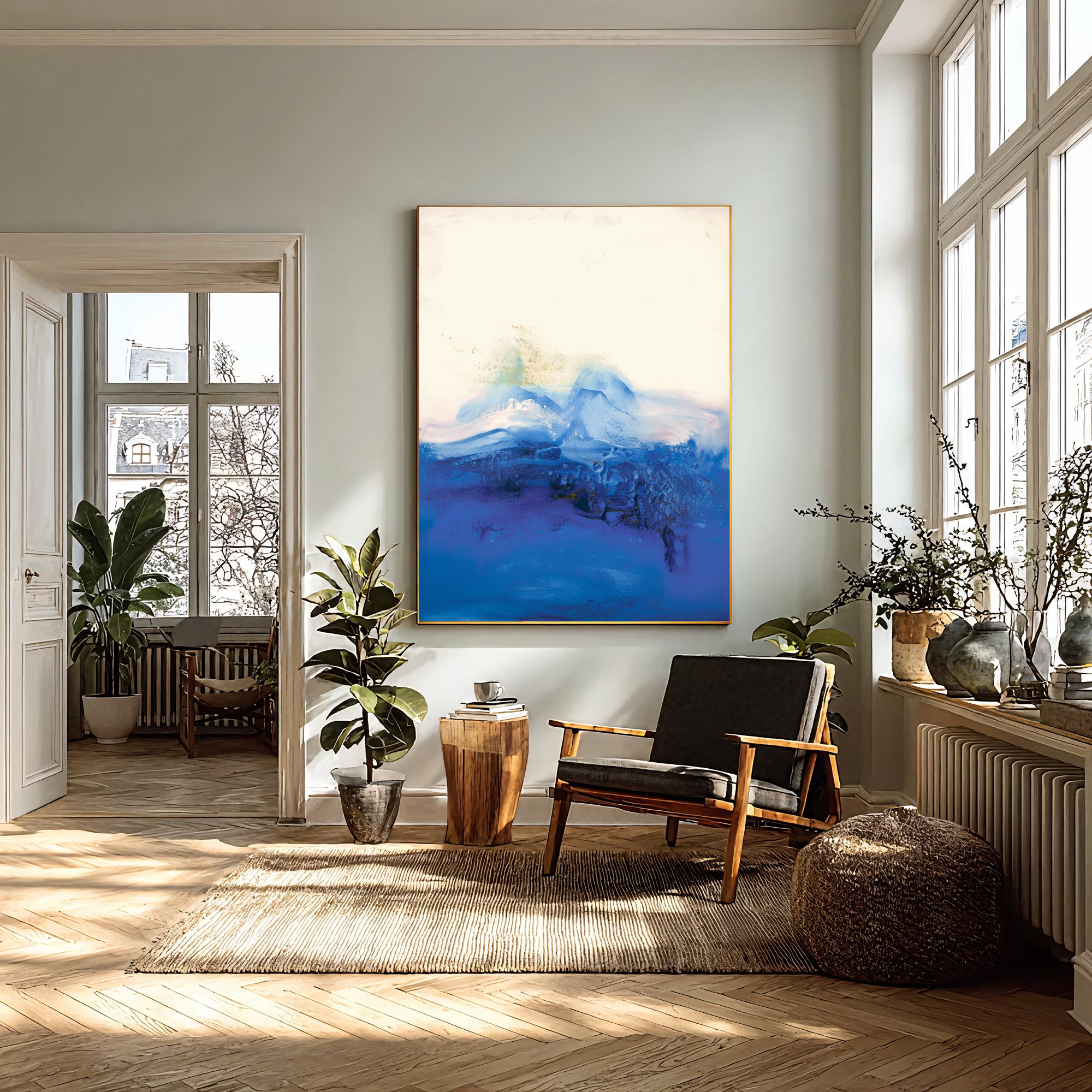 Textured Azure Opulence | Blue White