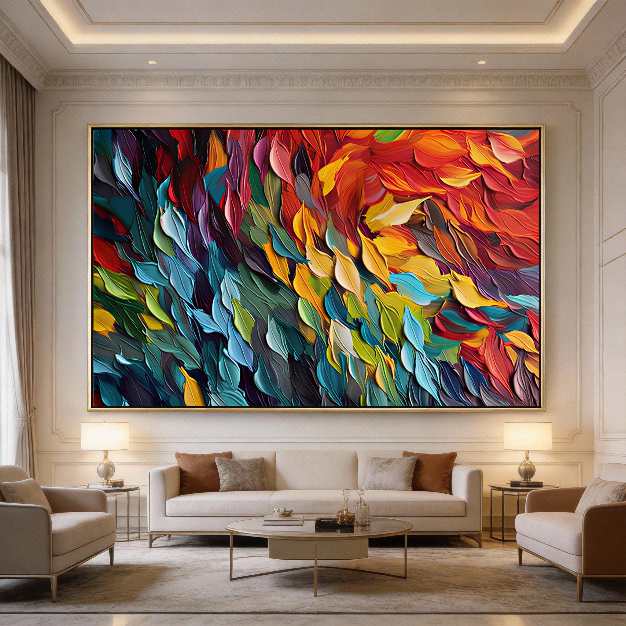 Strukturierte Federnpracht | Leuchtende Farbtöne