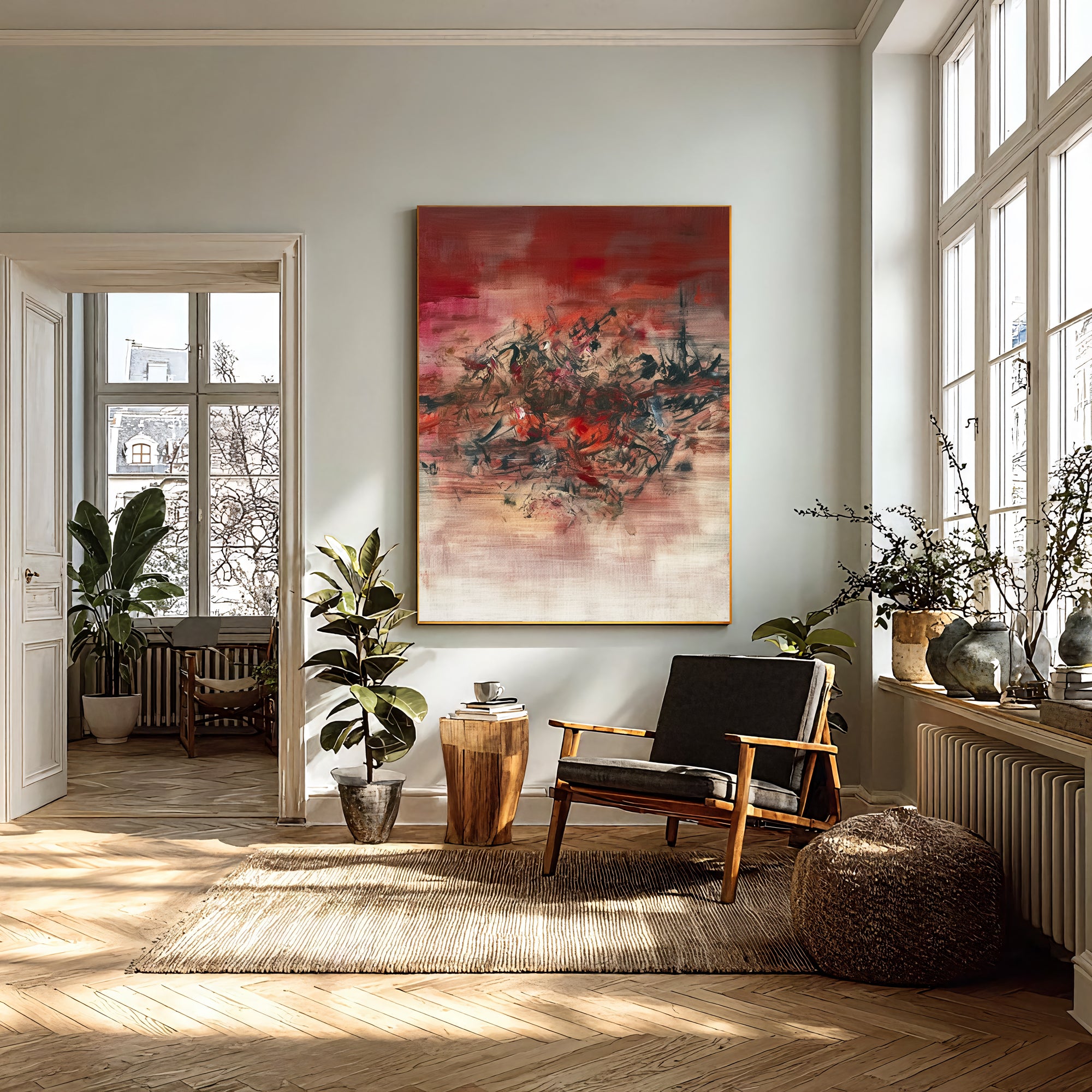 Textured Red Dynamism | Red Pink