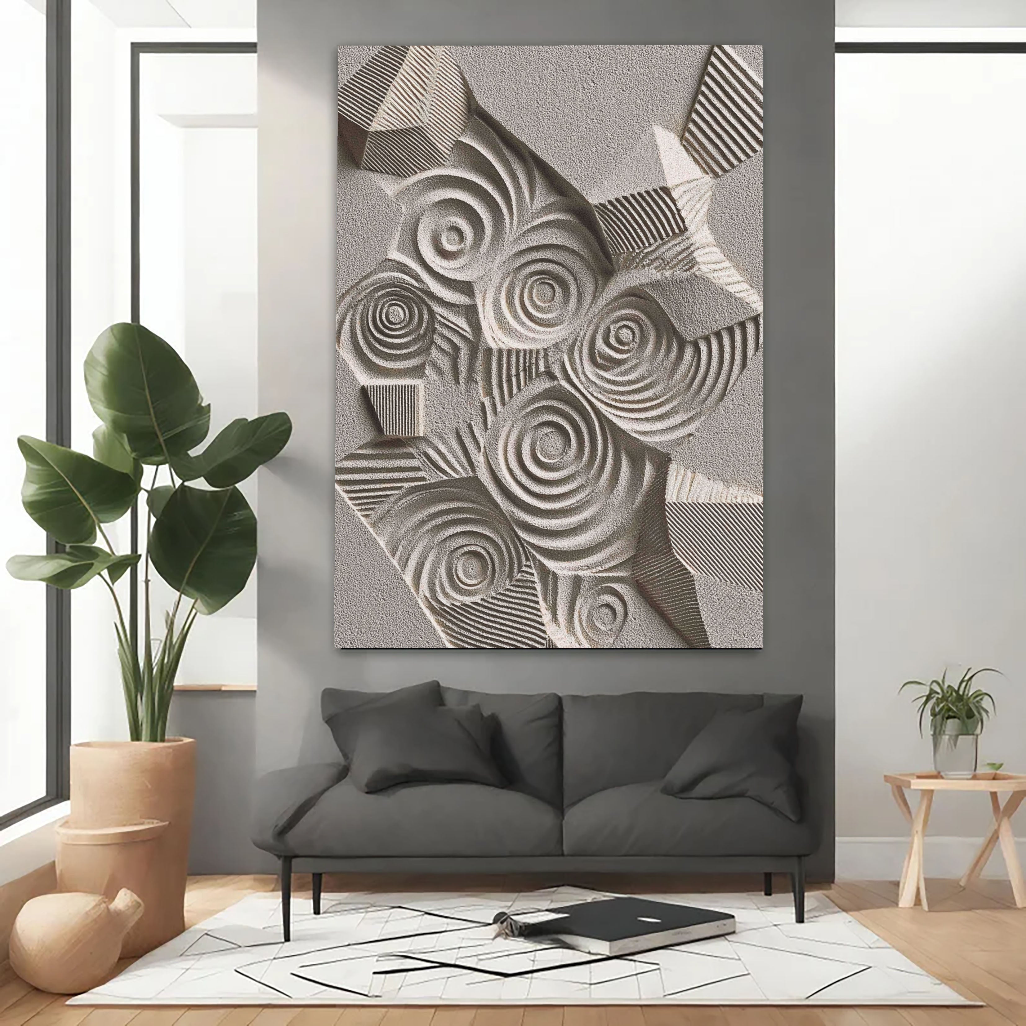 Textured Spiral Motifs | Neutral Greys