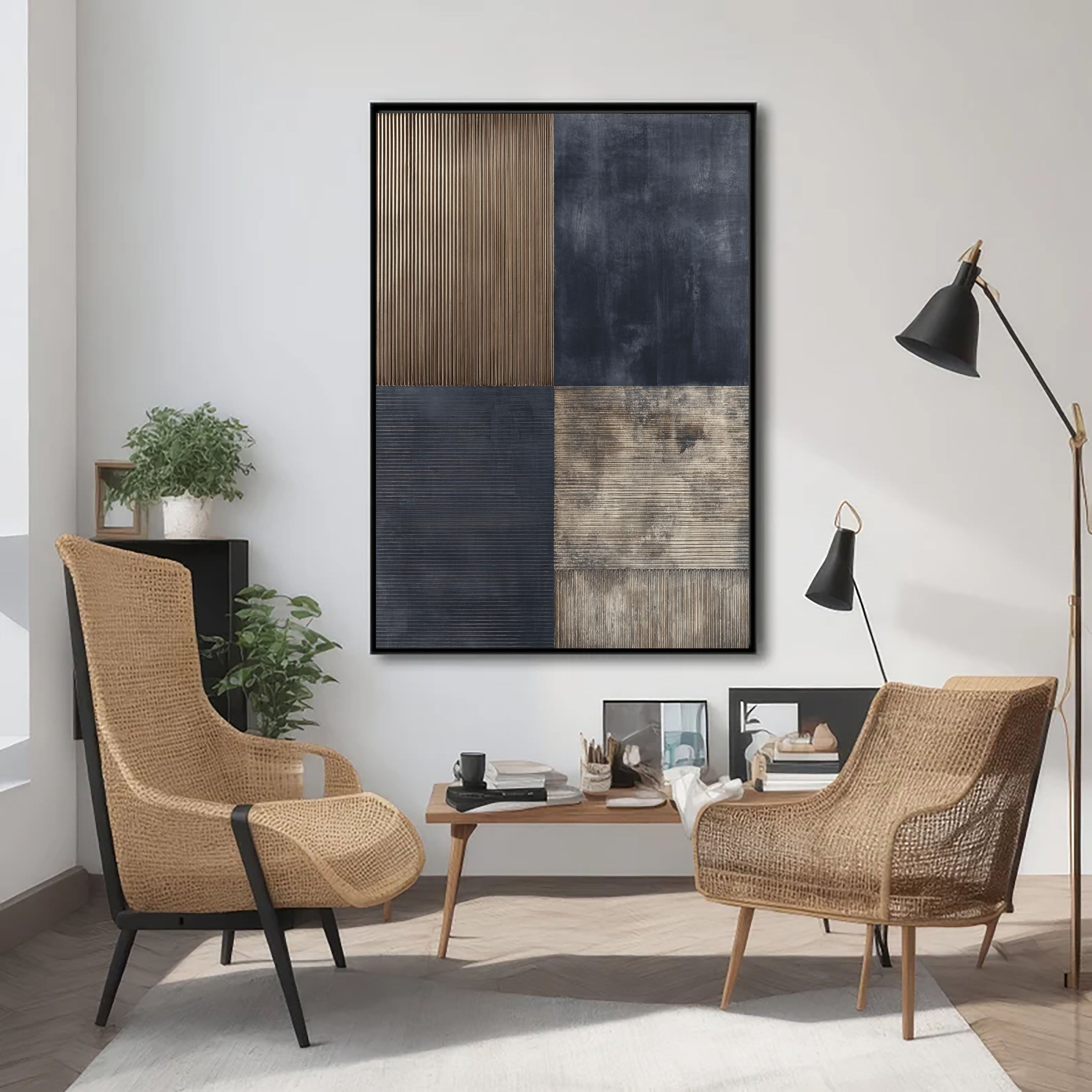 Textured Paneled Elegance | Navy Bronze