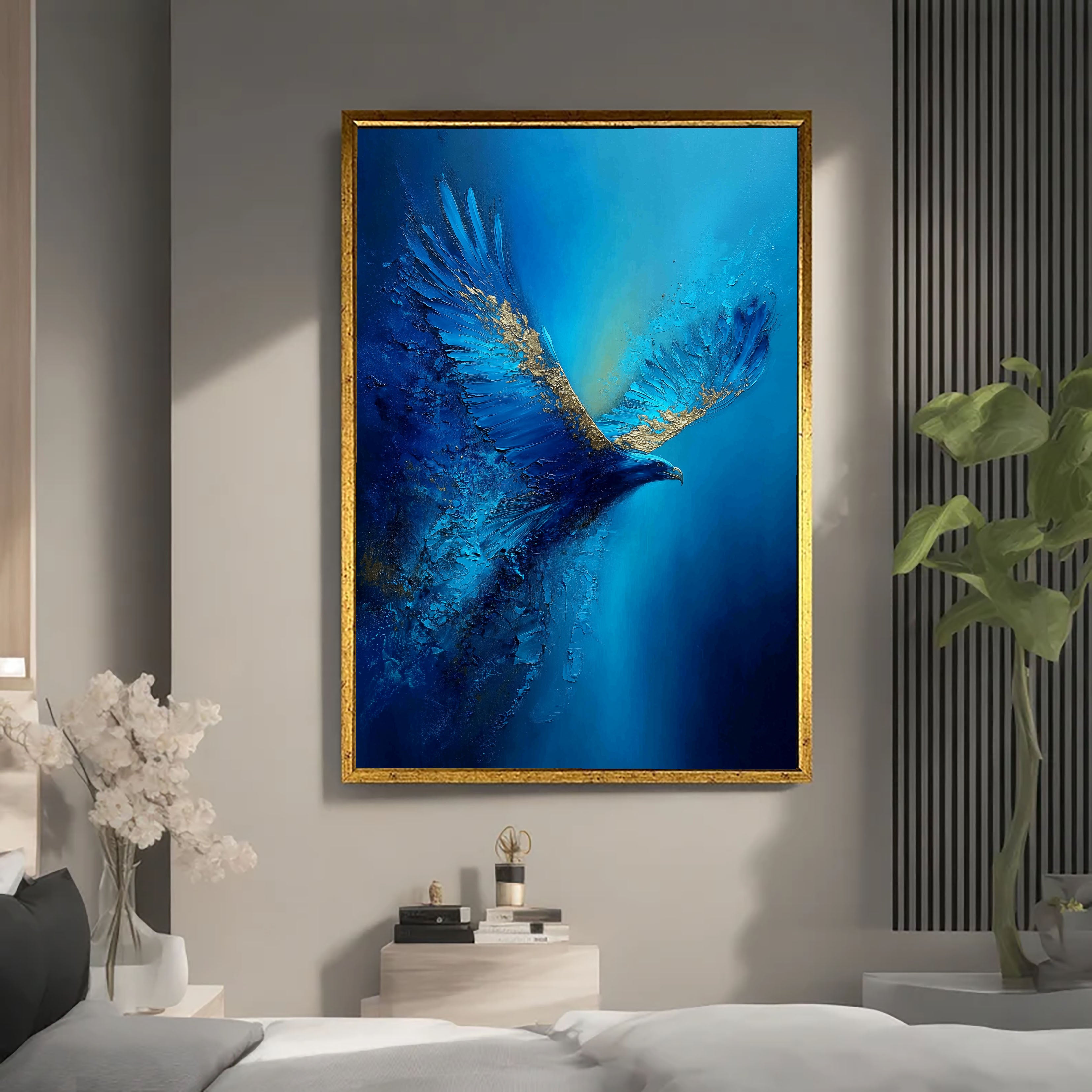 Textured Azure Wings | Gilded Accents