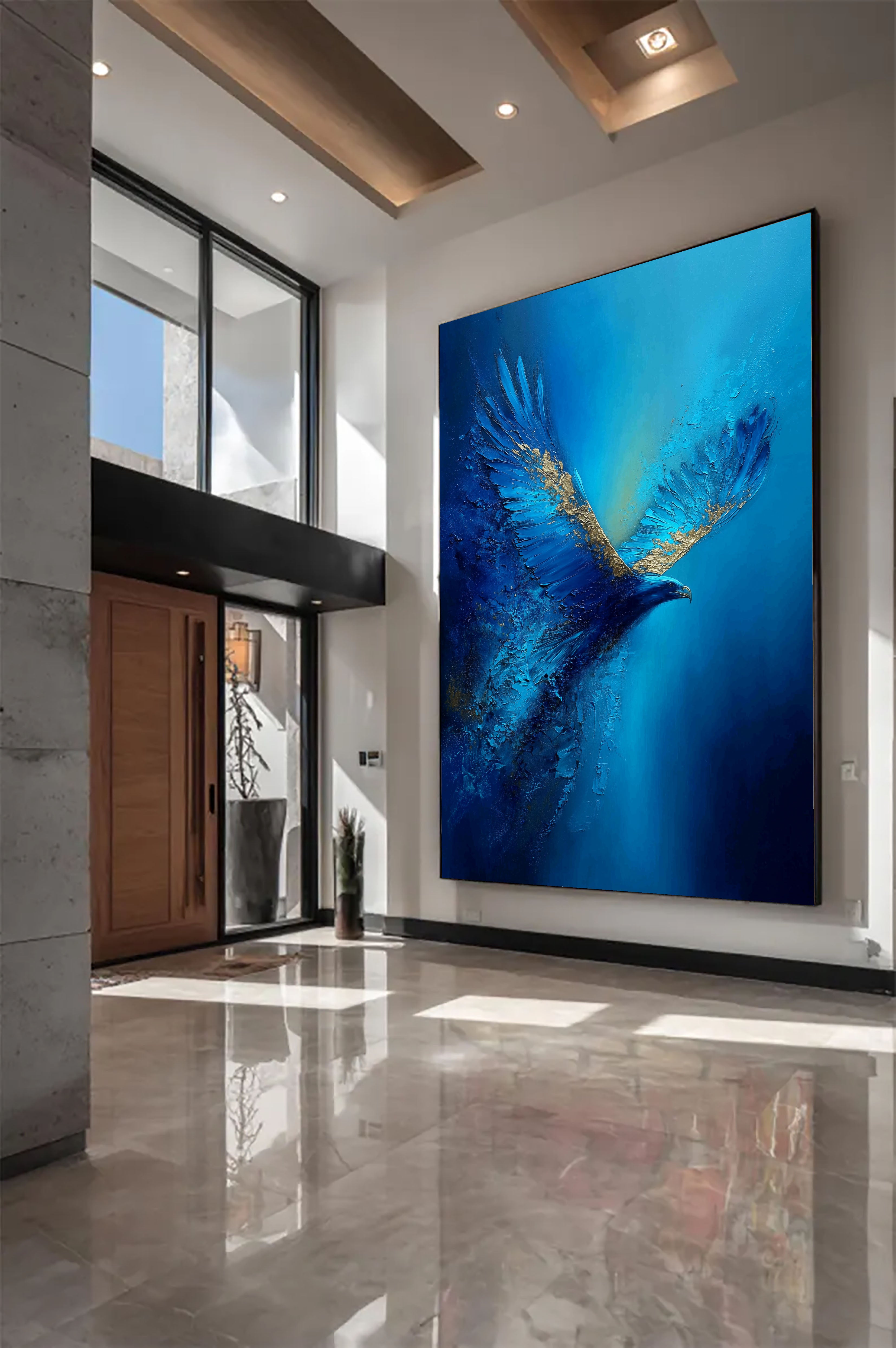 Textured Azure Wings | Gilded Accents