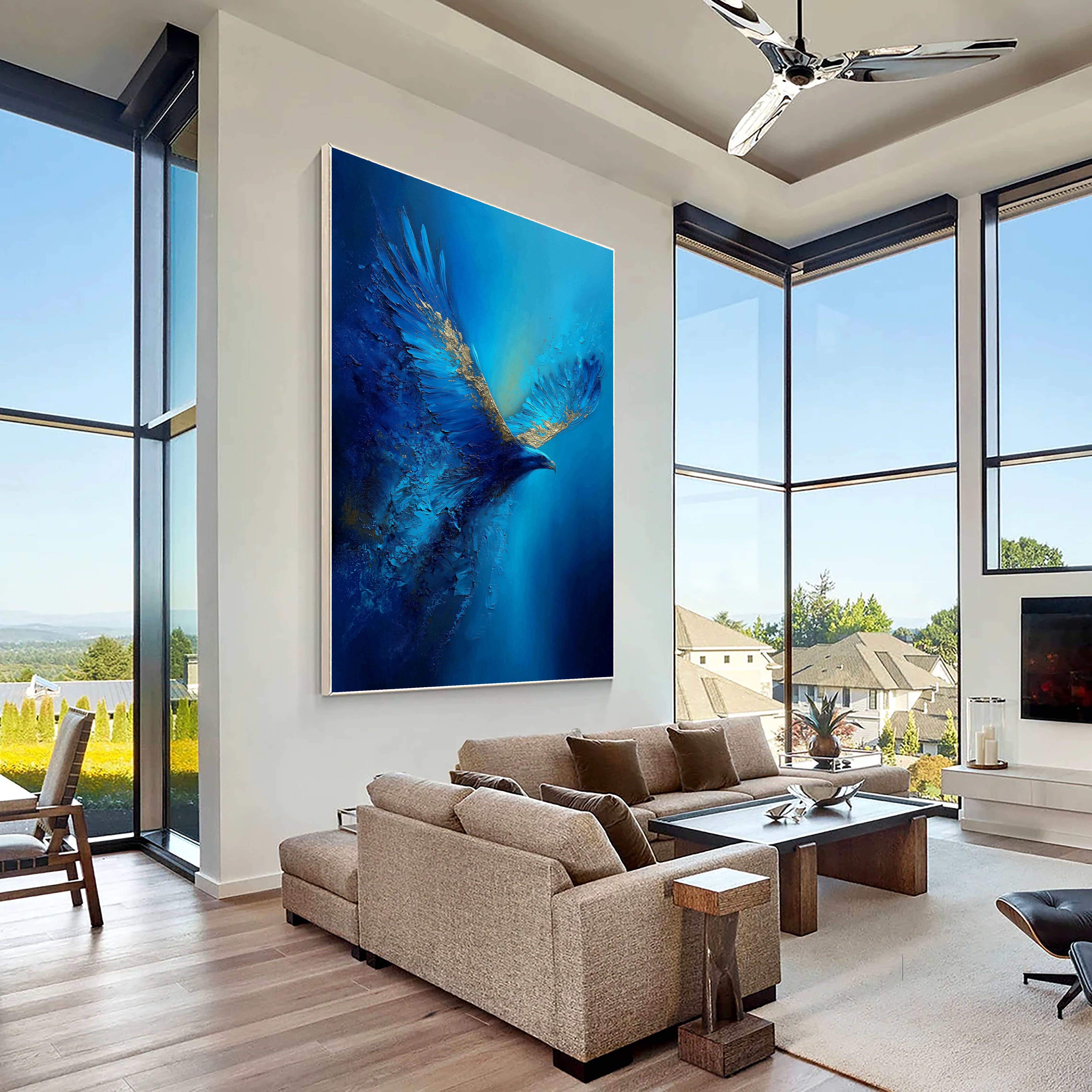 Textured Azure Wings | Gilded Accents