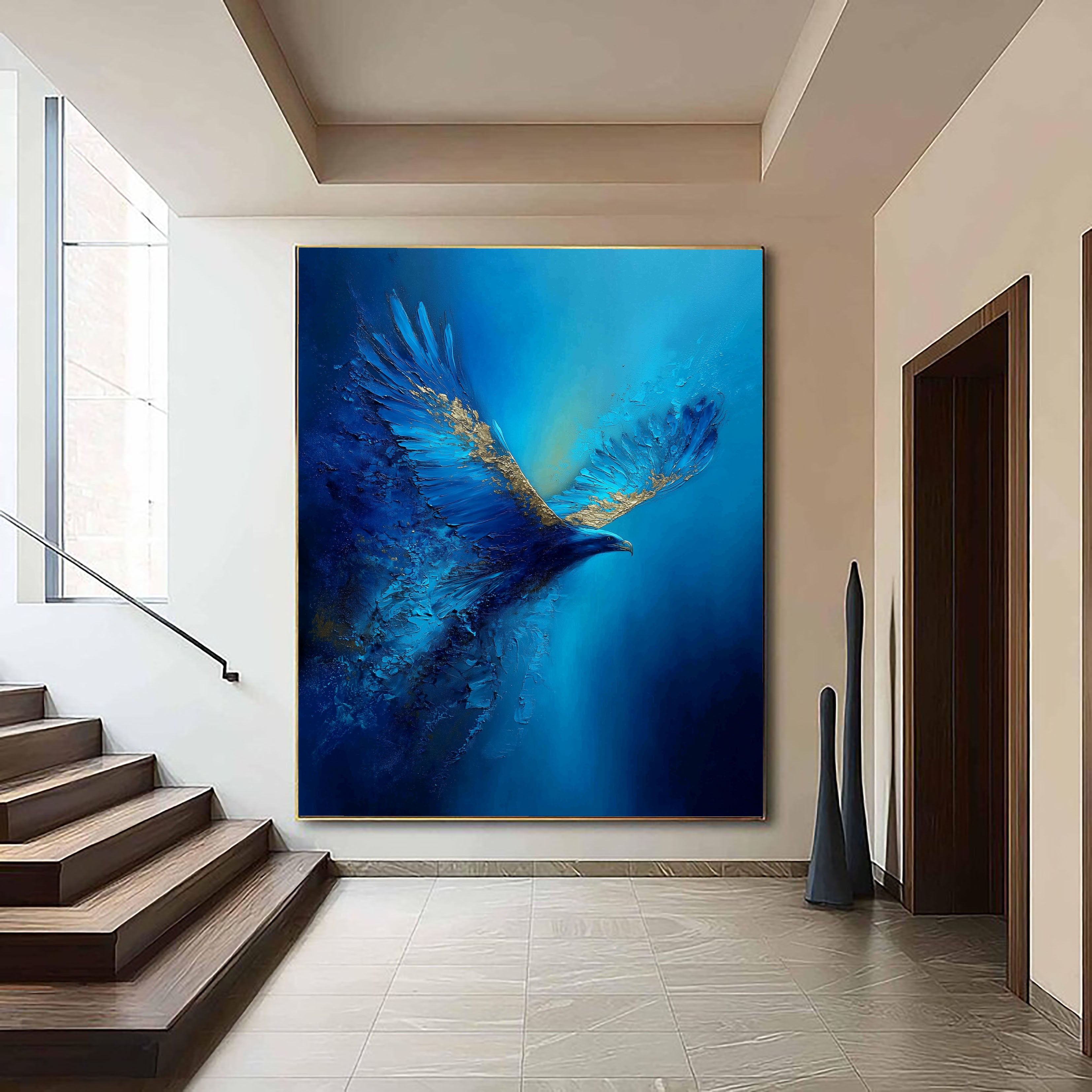 Textured Azure Wings | Gilded Accents