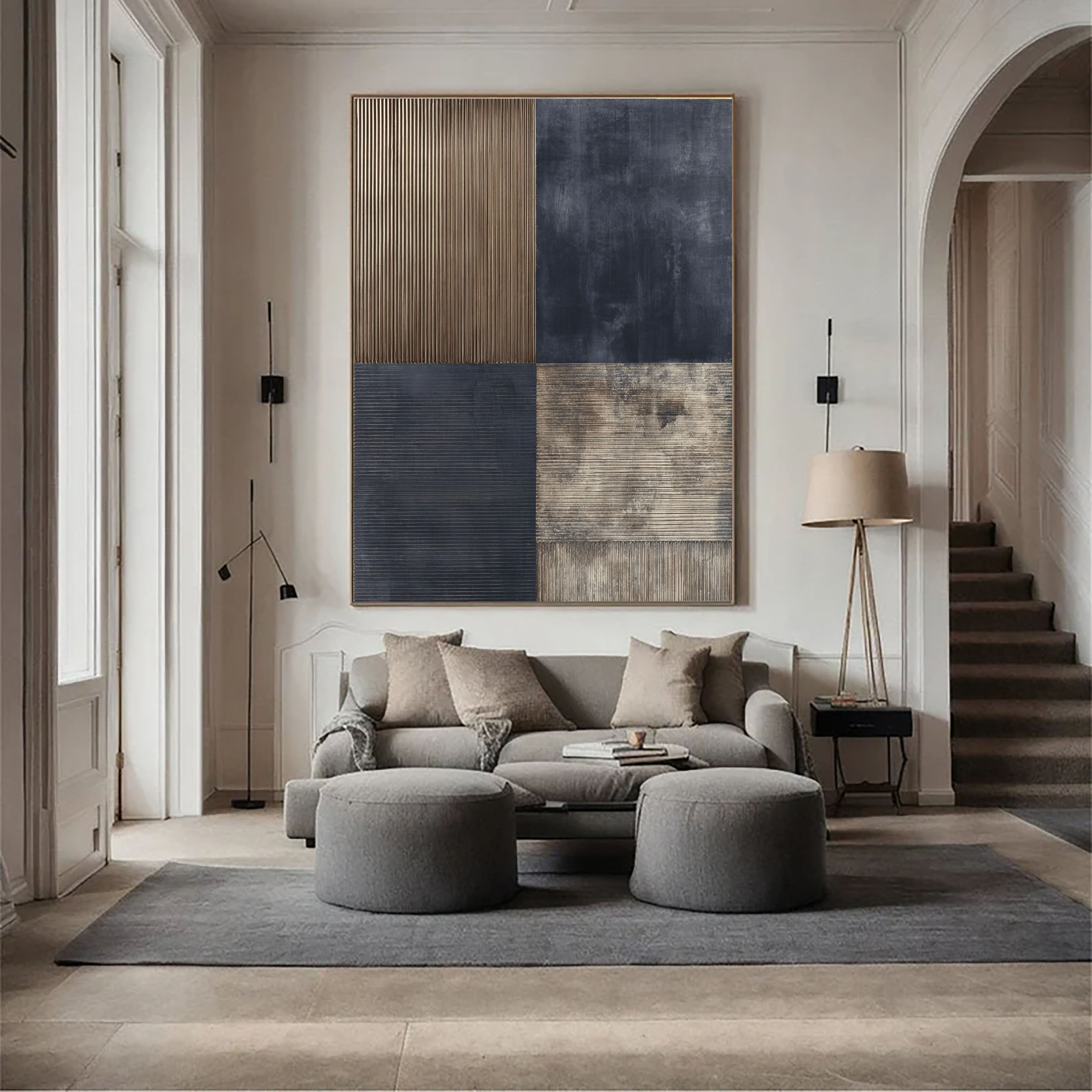 Textured Paneled Elegance | Navy Bronze