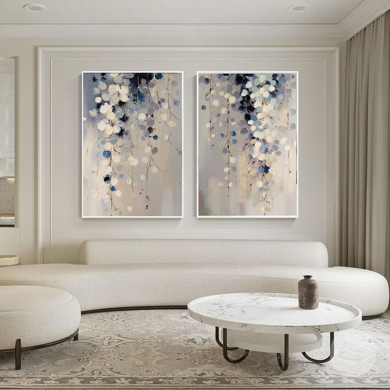 Cascading Floral Dots | Blue White